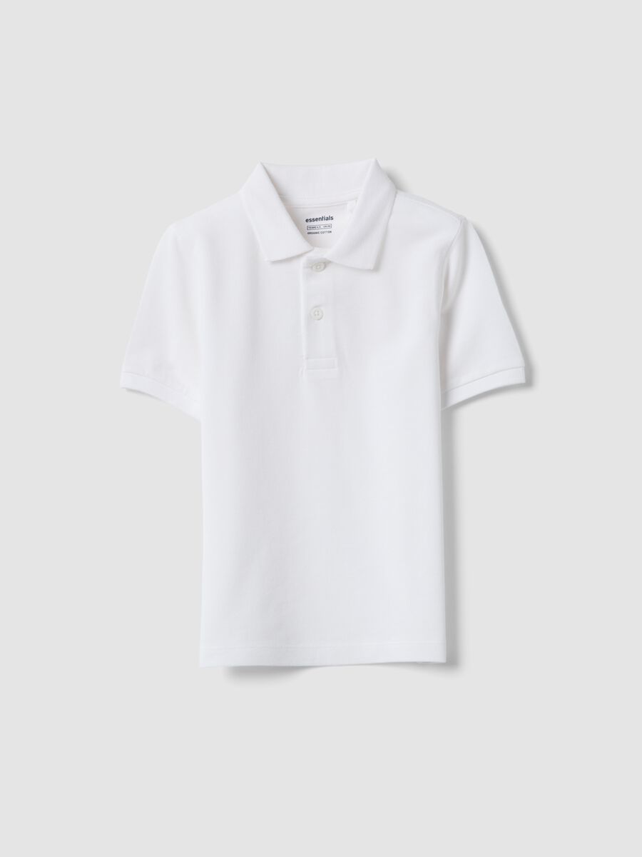 Boys&rsquo; white organic cotton polo shirt, regular fit_0