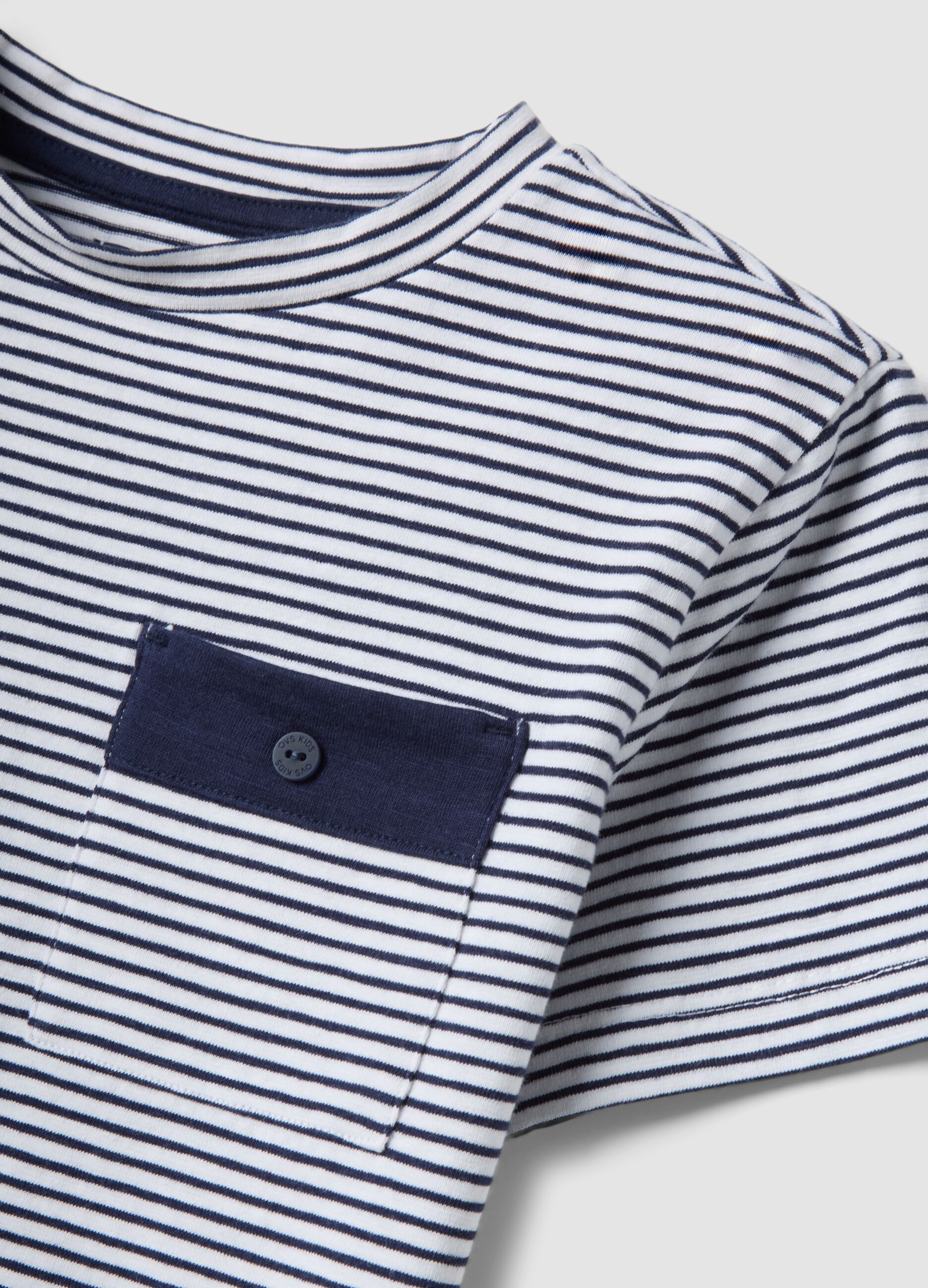 Blue striped stretch cotton T-shirt