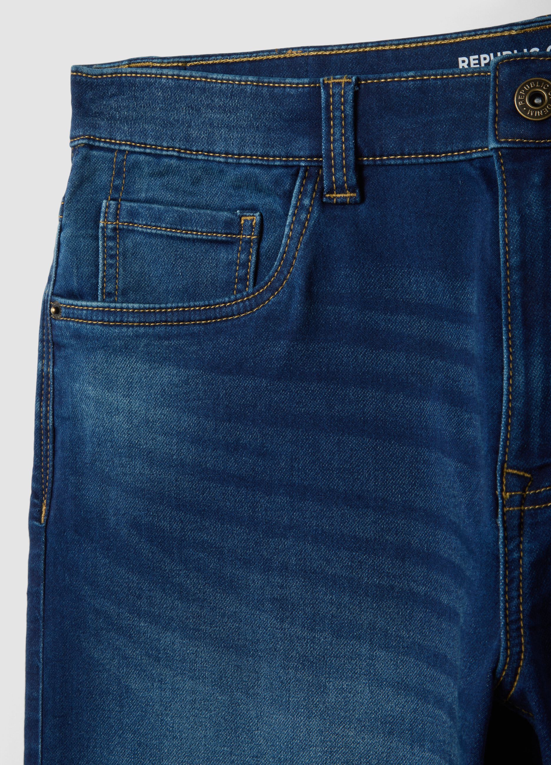 Blue denim shorts in stretch cotton blend, regular fit