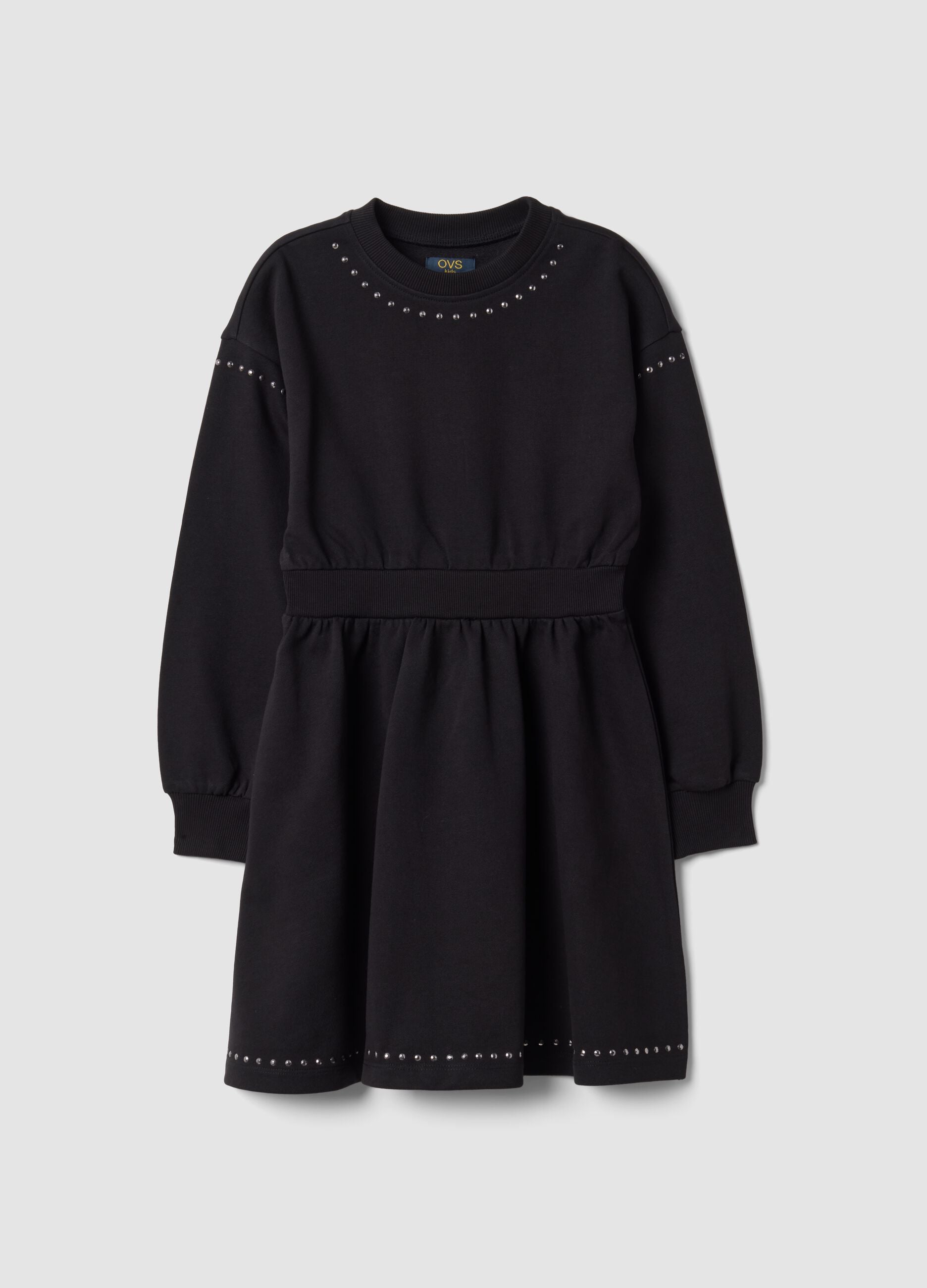 Black pure cotton crew-neck dress