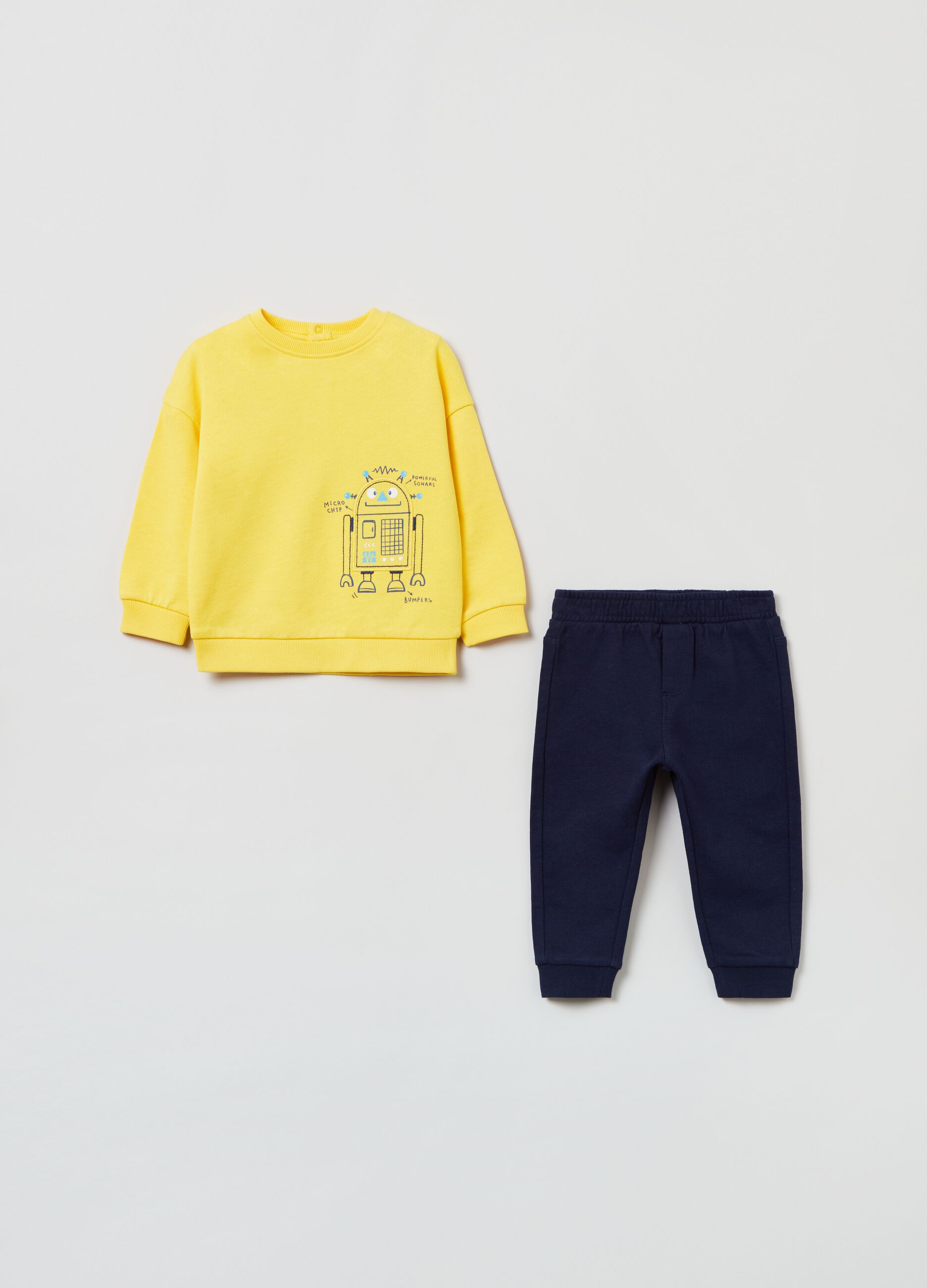 French terry jogging set with robot print_0