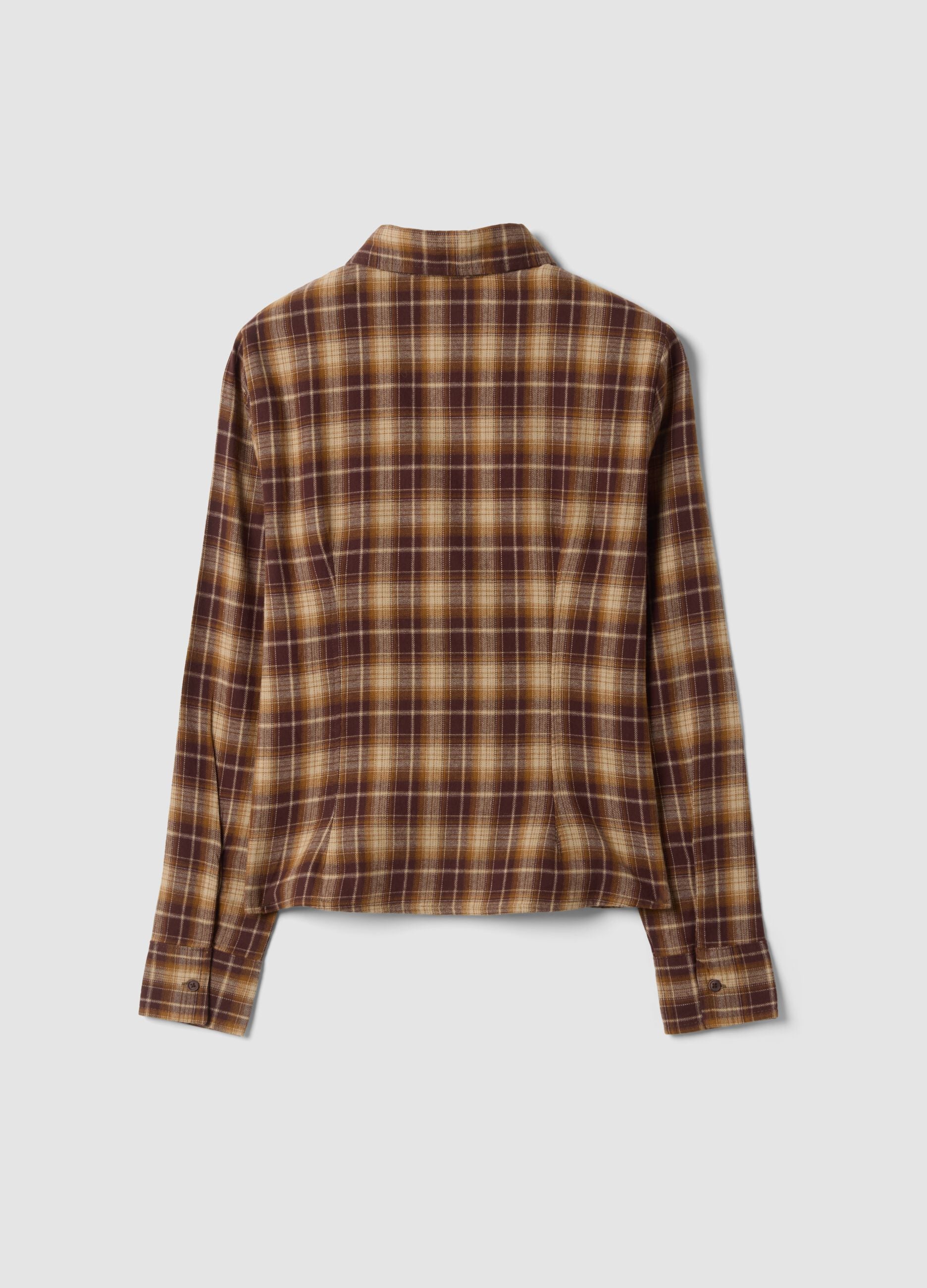 Brown checked pure cotton shirt