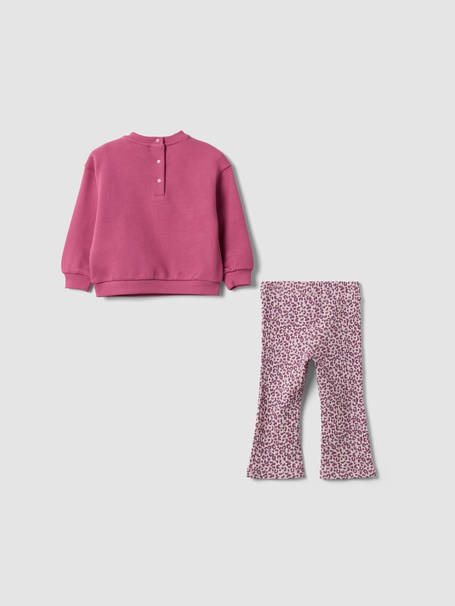Pink pure cotton sweatshirt and leggings set with Lilo & Stitch print for baby girl_1