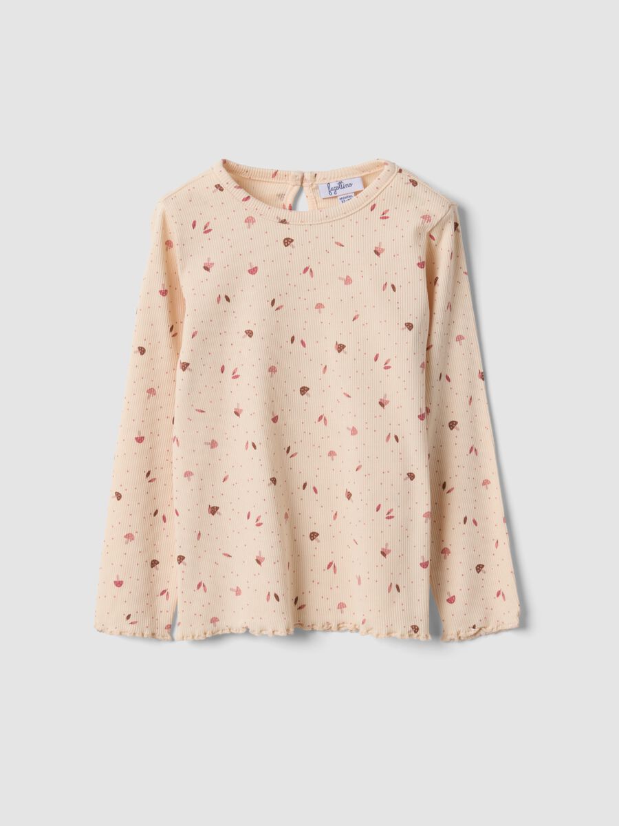 Orange organic stretch cotton top with pattern_0