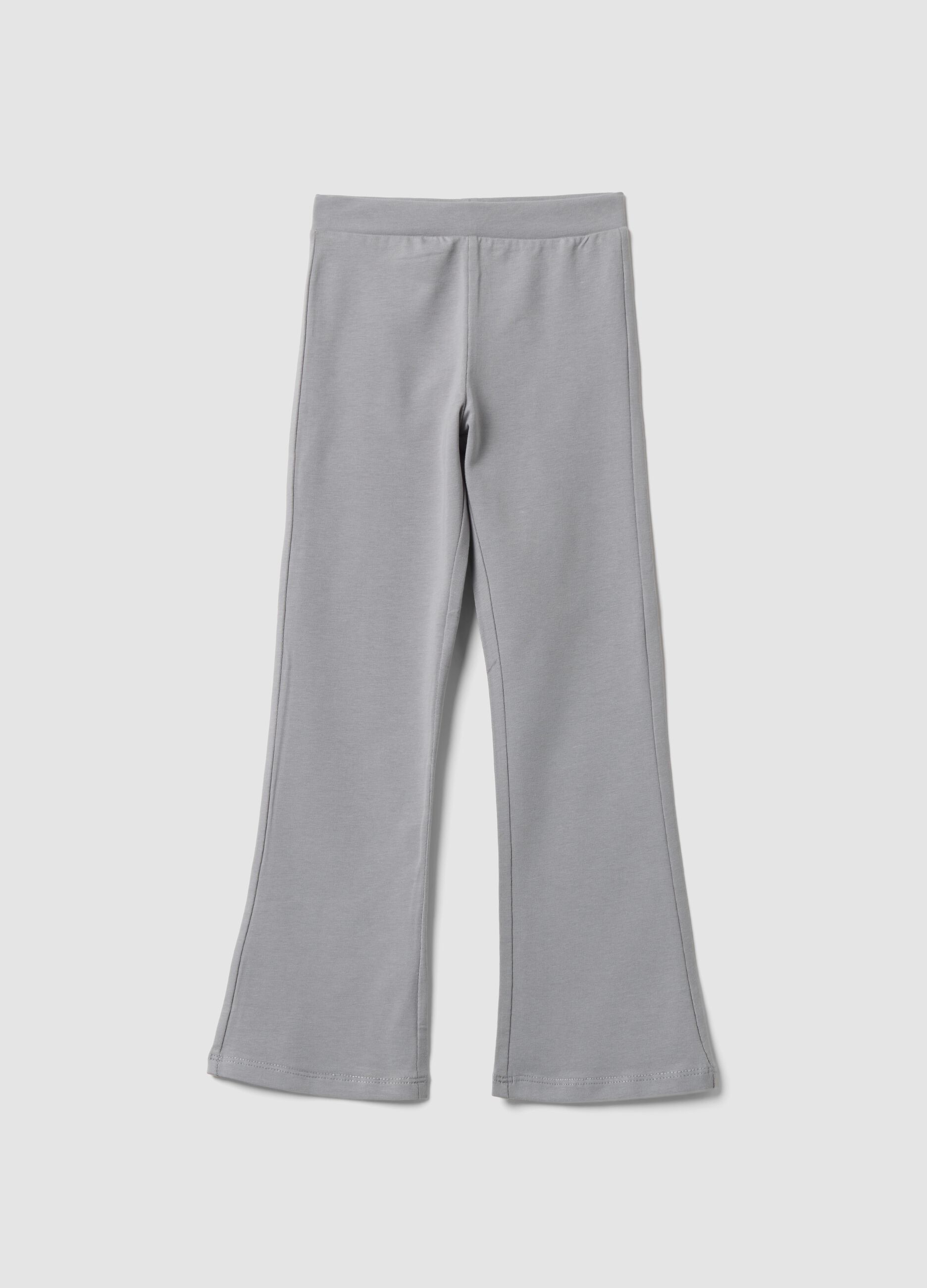 Graue Flared-Leggings aus Stretch-Baumwolle f&uuml;r M&auml;dchen