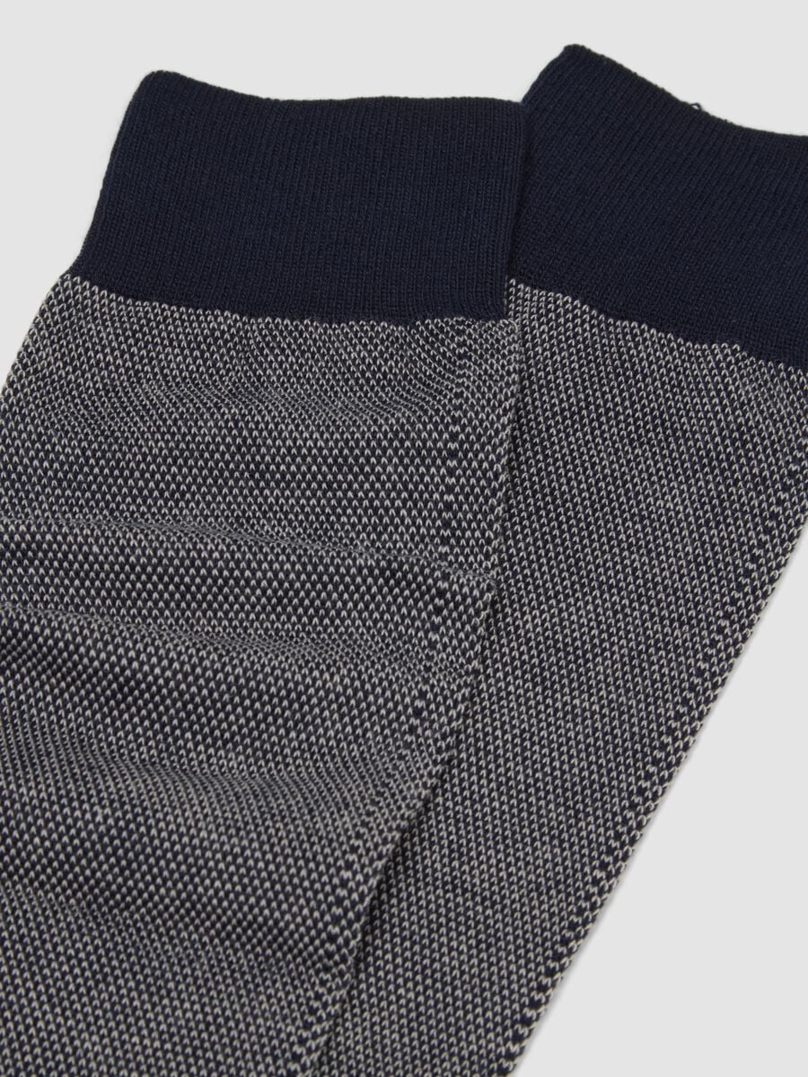 Navy blue long stretch cotton socks_1