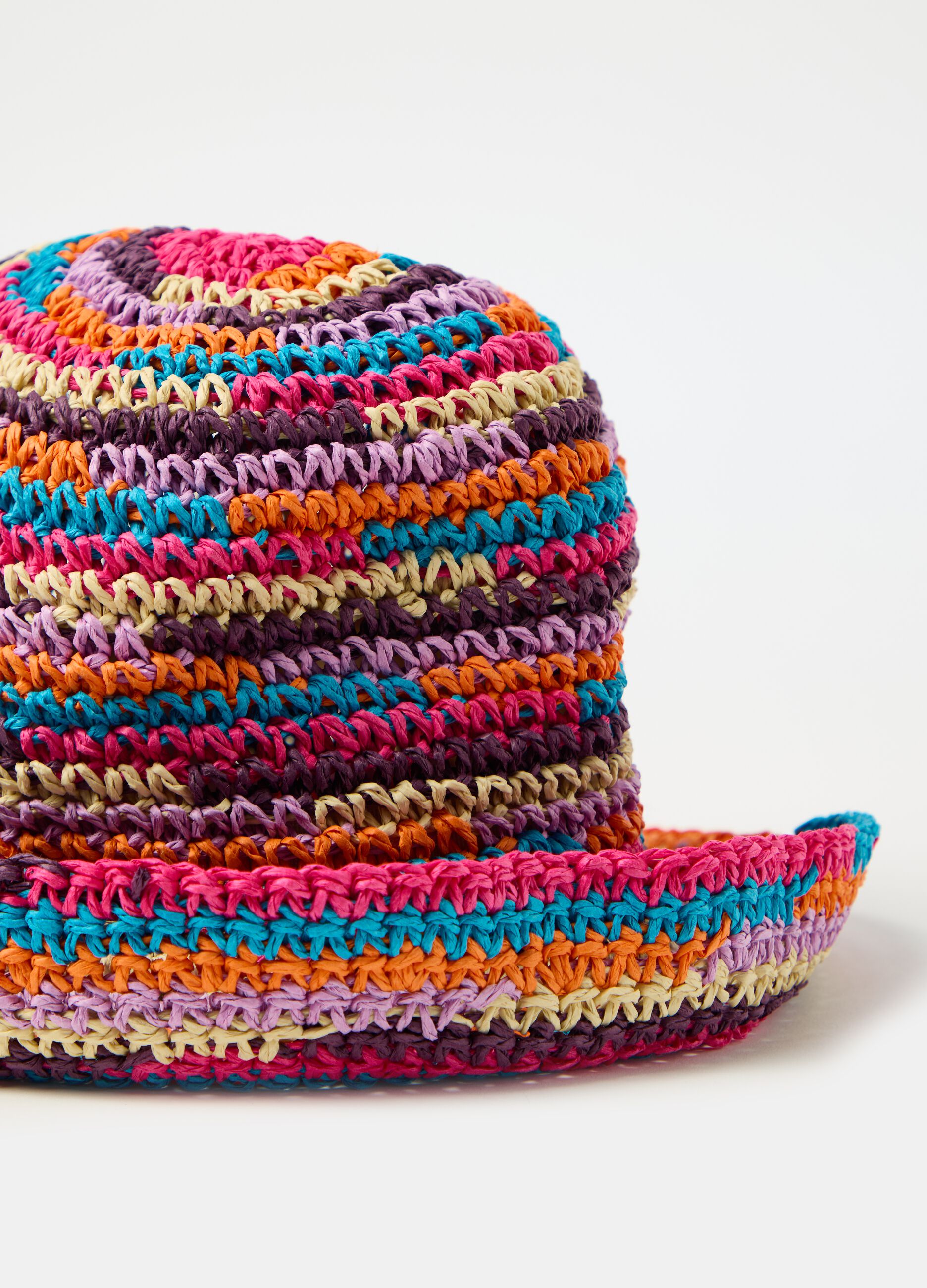 Multicoloured raffia hat