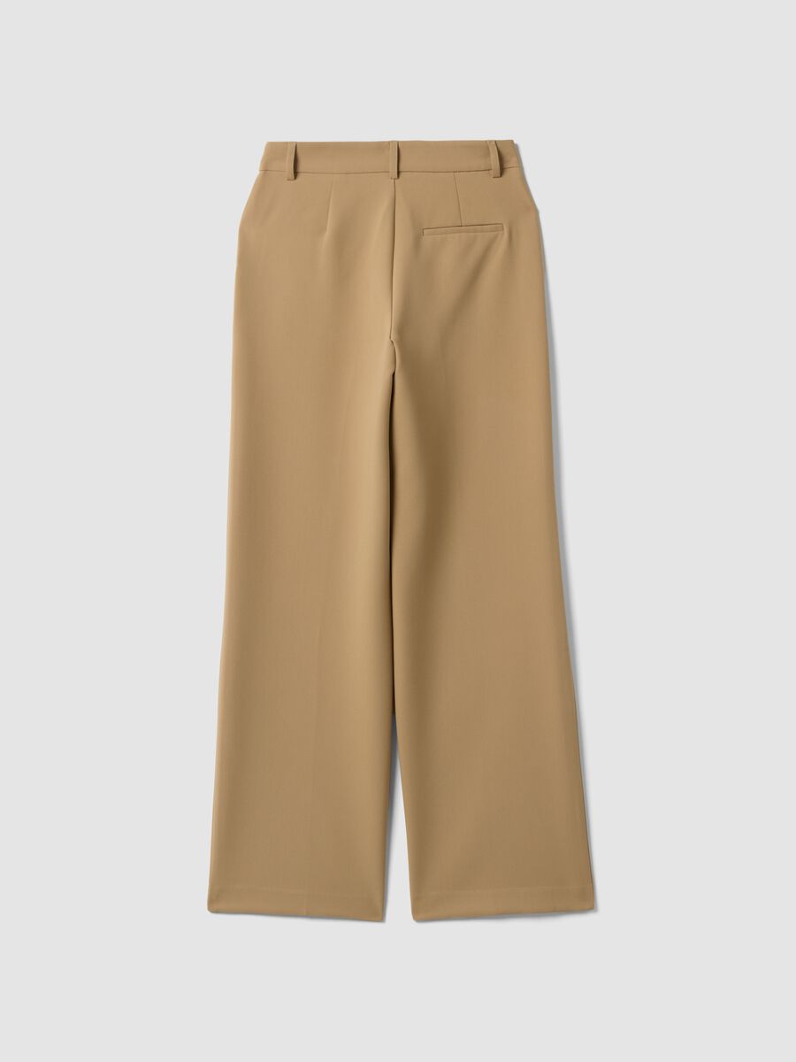 Beige straight-leg stretch viscose trousers_5