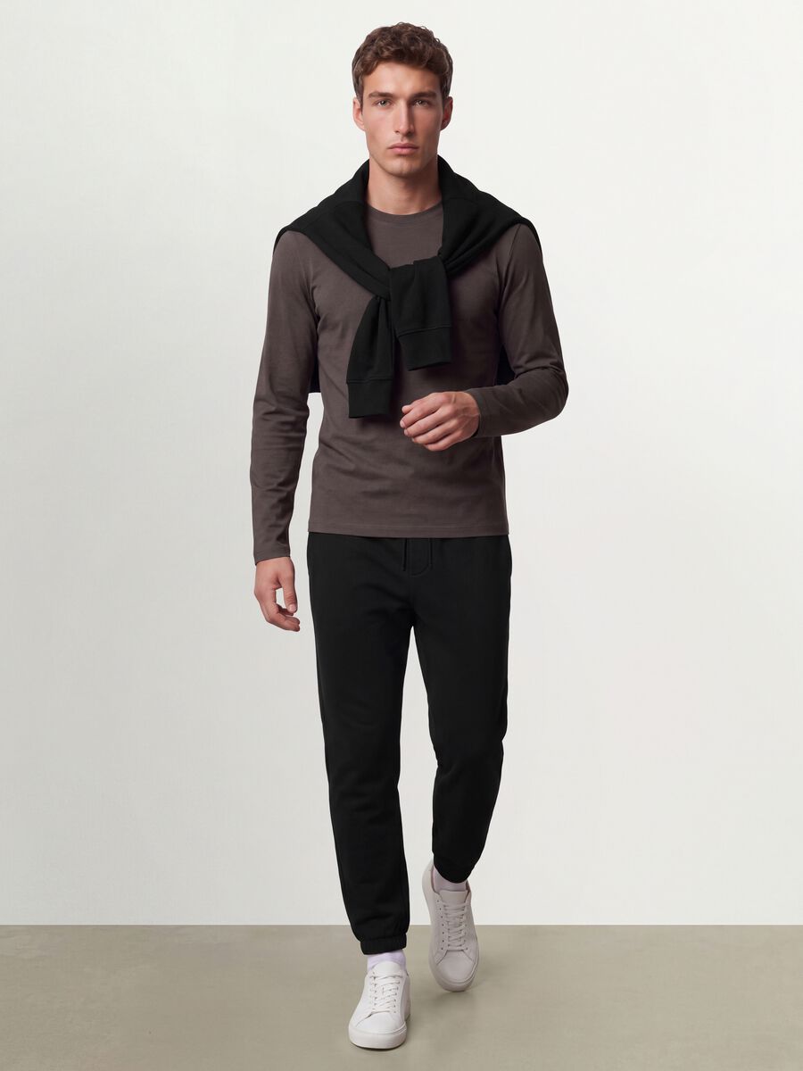 Grey long-sleeve crew-neck T-shirt in 100% organic cotton_1