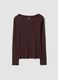 T-shirt marrone in puro cotone con girocollo regular fit_4