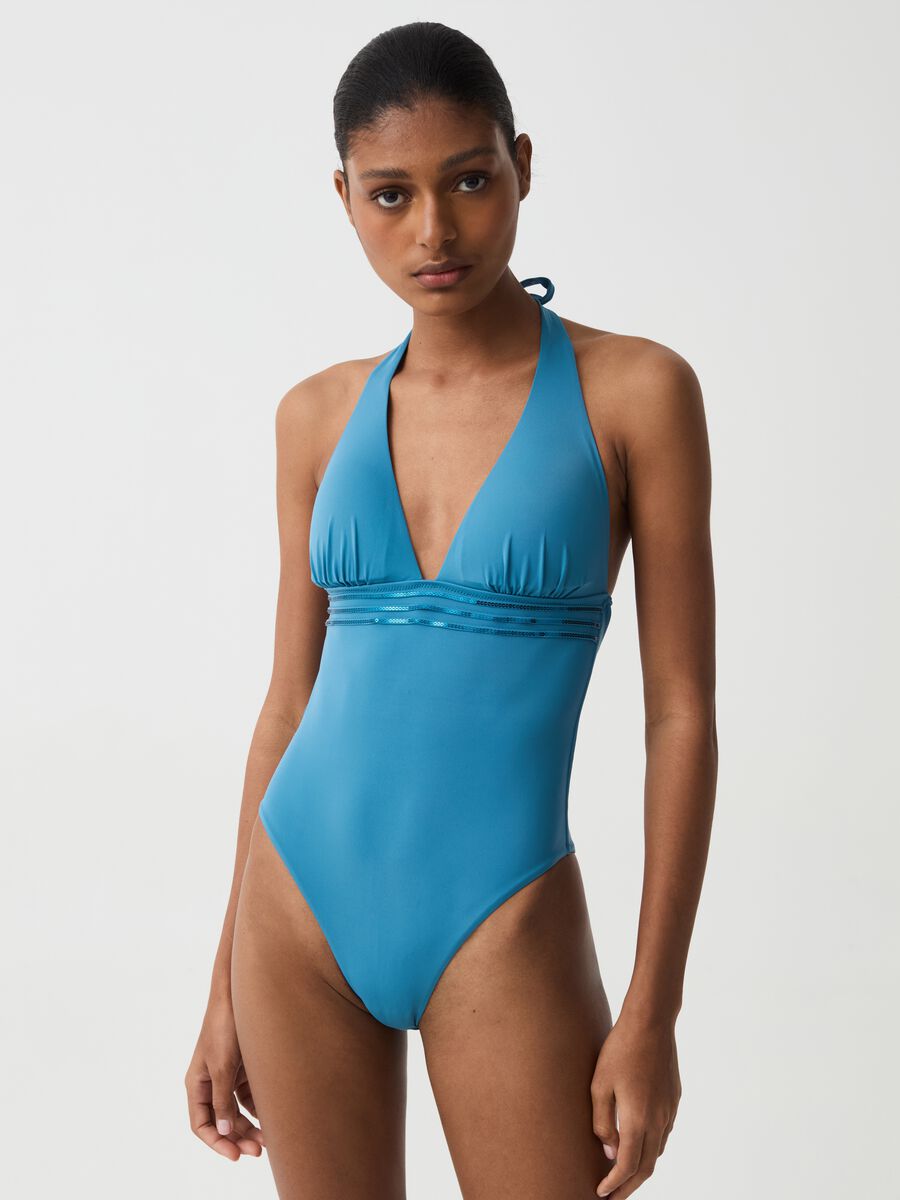 One-piece swimsuit with micro sequins_0