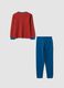 Red organic cotton pyjamas with crew neck and teddy print_1
