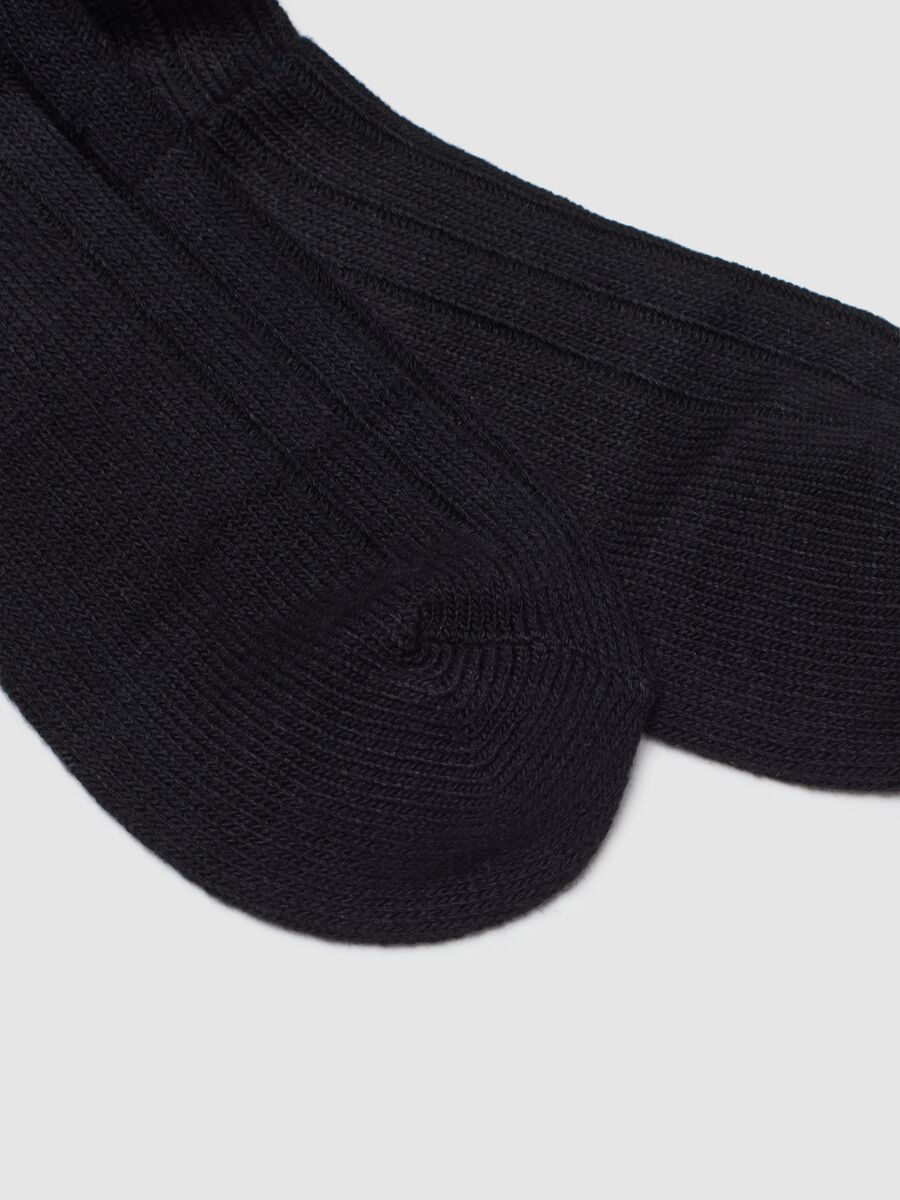 Long black ribbed stretch socks_2