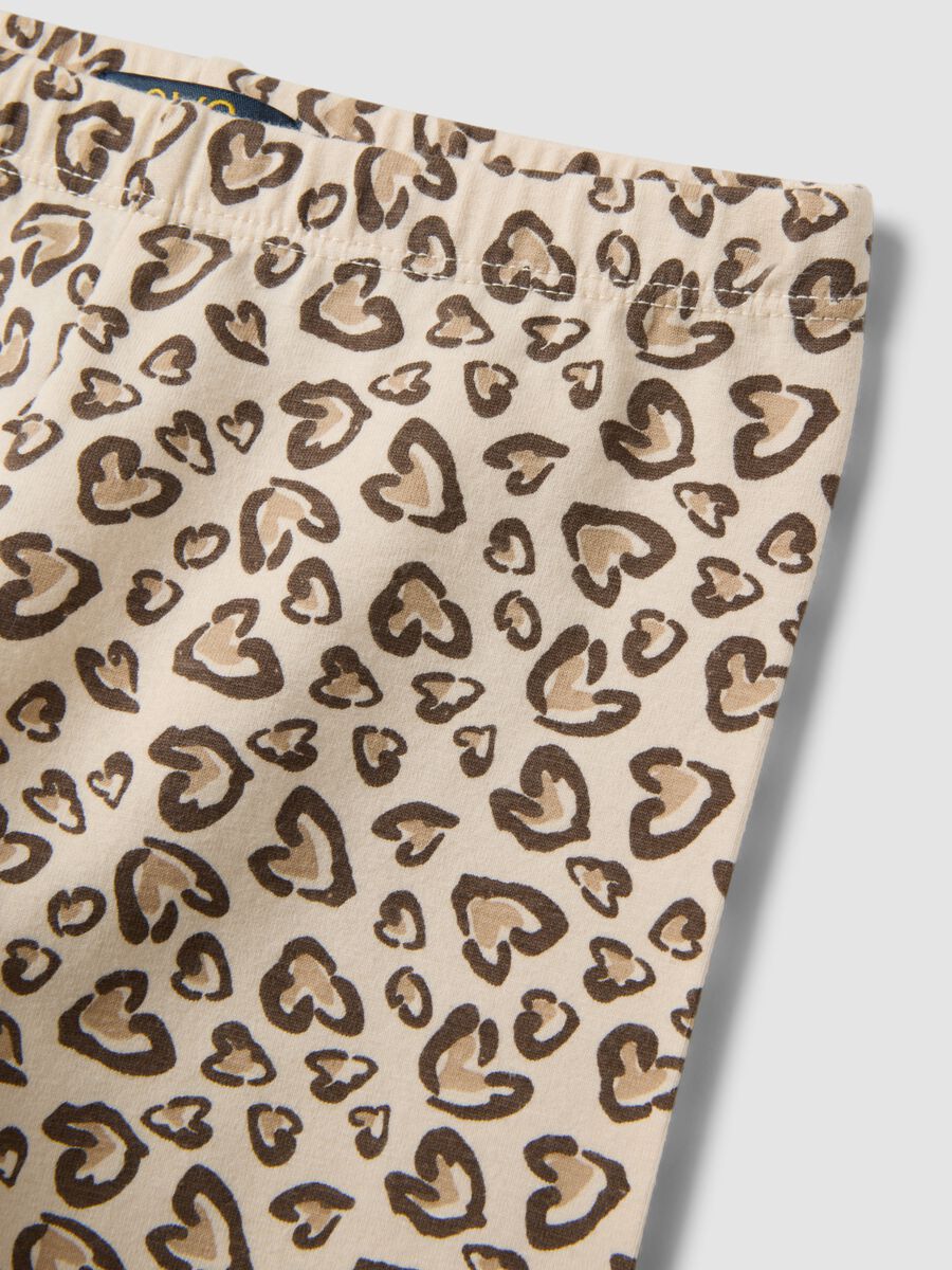 Beige Skinny-Radhose aus Bio-Baumwolle mit Herz-Print f&uuml;r M&auml;dchen_2