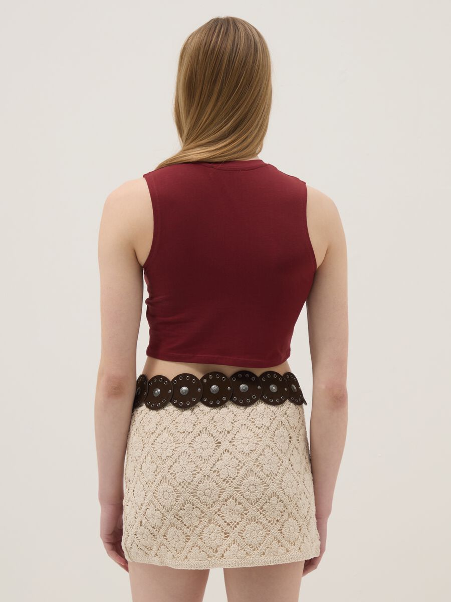 Rotes Regular-Fit Tanktop aus Stretch-Baumwolle mit Statement-Print_3