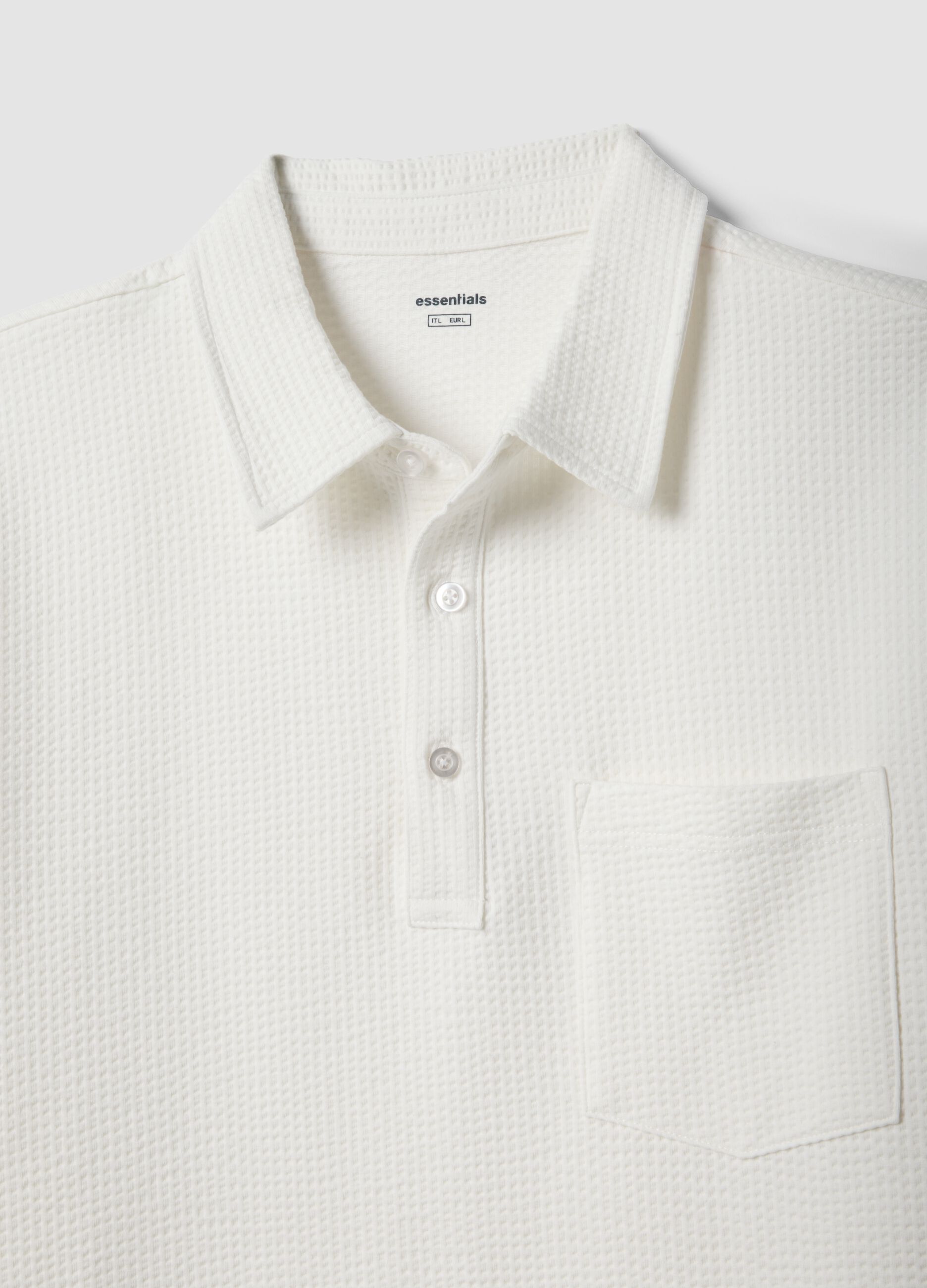 White short-sleeve stretch polo shirt