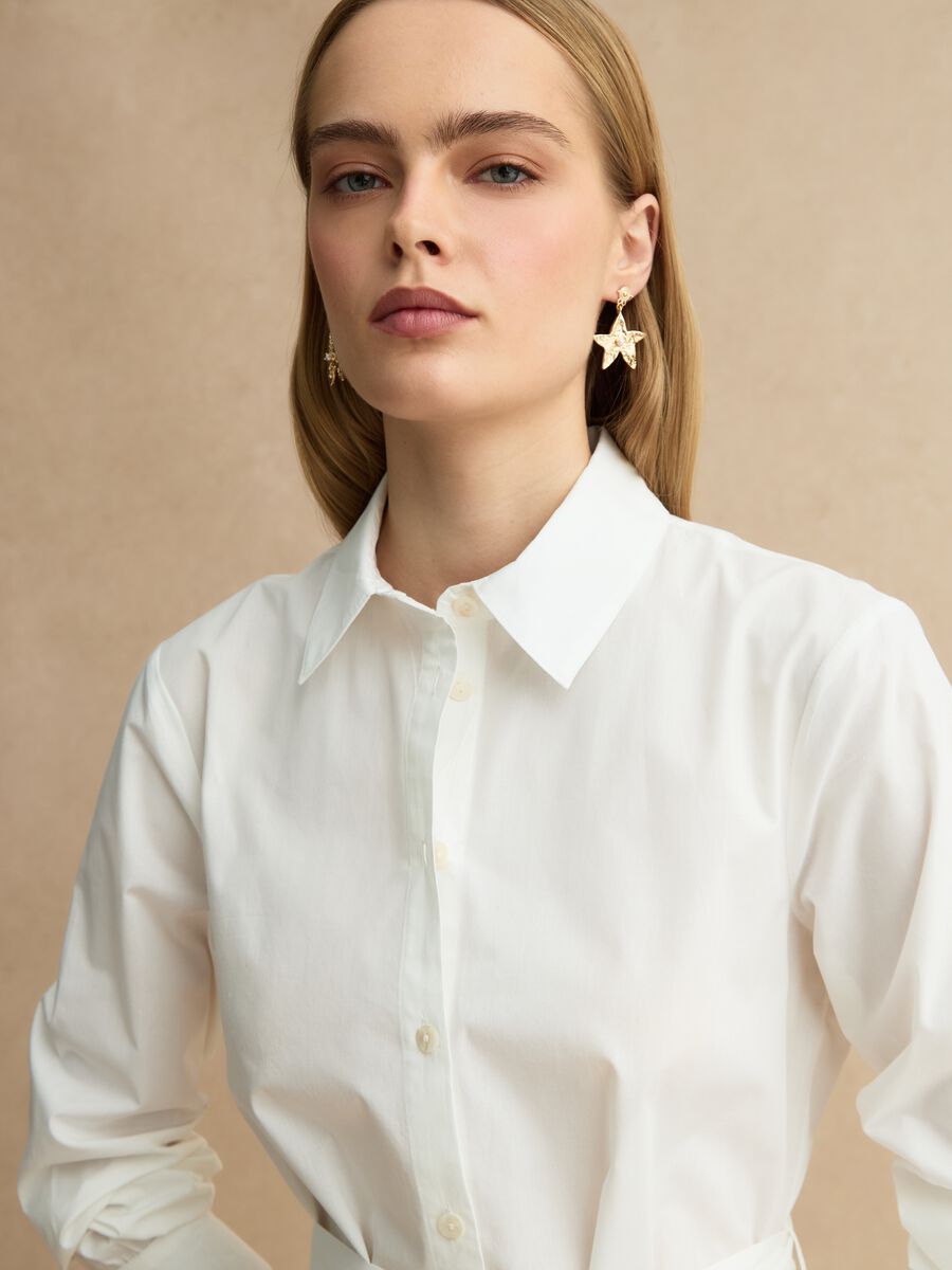 Bijela duga haljina od čistog pamuka, regular kroja, s vezom_1