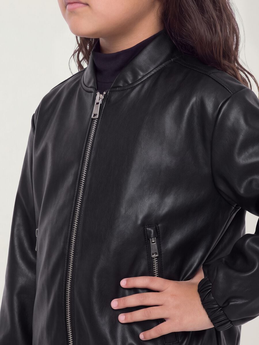 Black zip-up jacket, regular fit, for girls_2