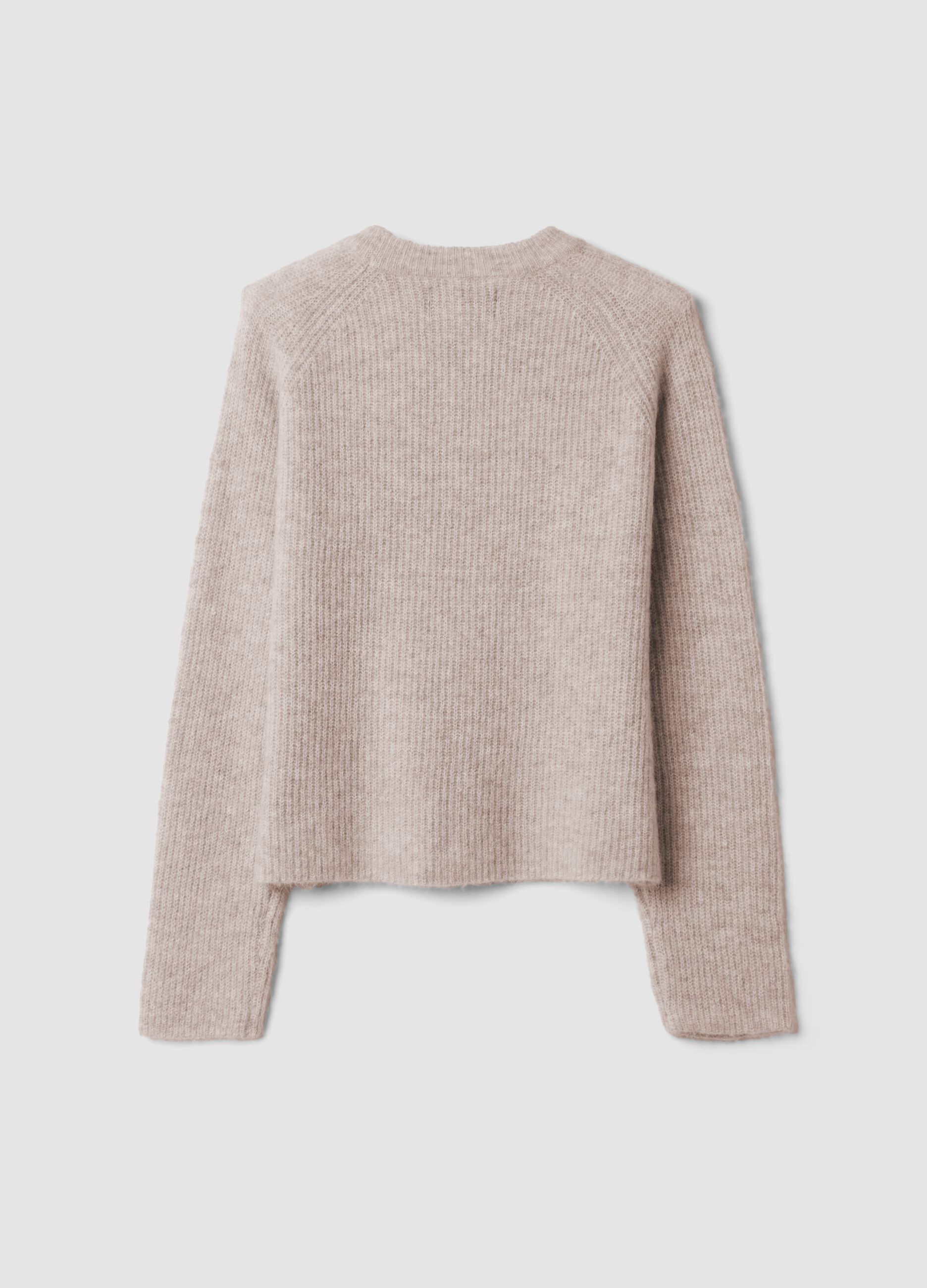 Maglia beige girocollo in lana e alpaca elasticizzato