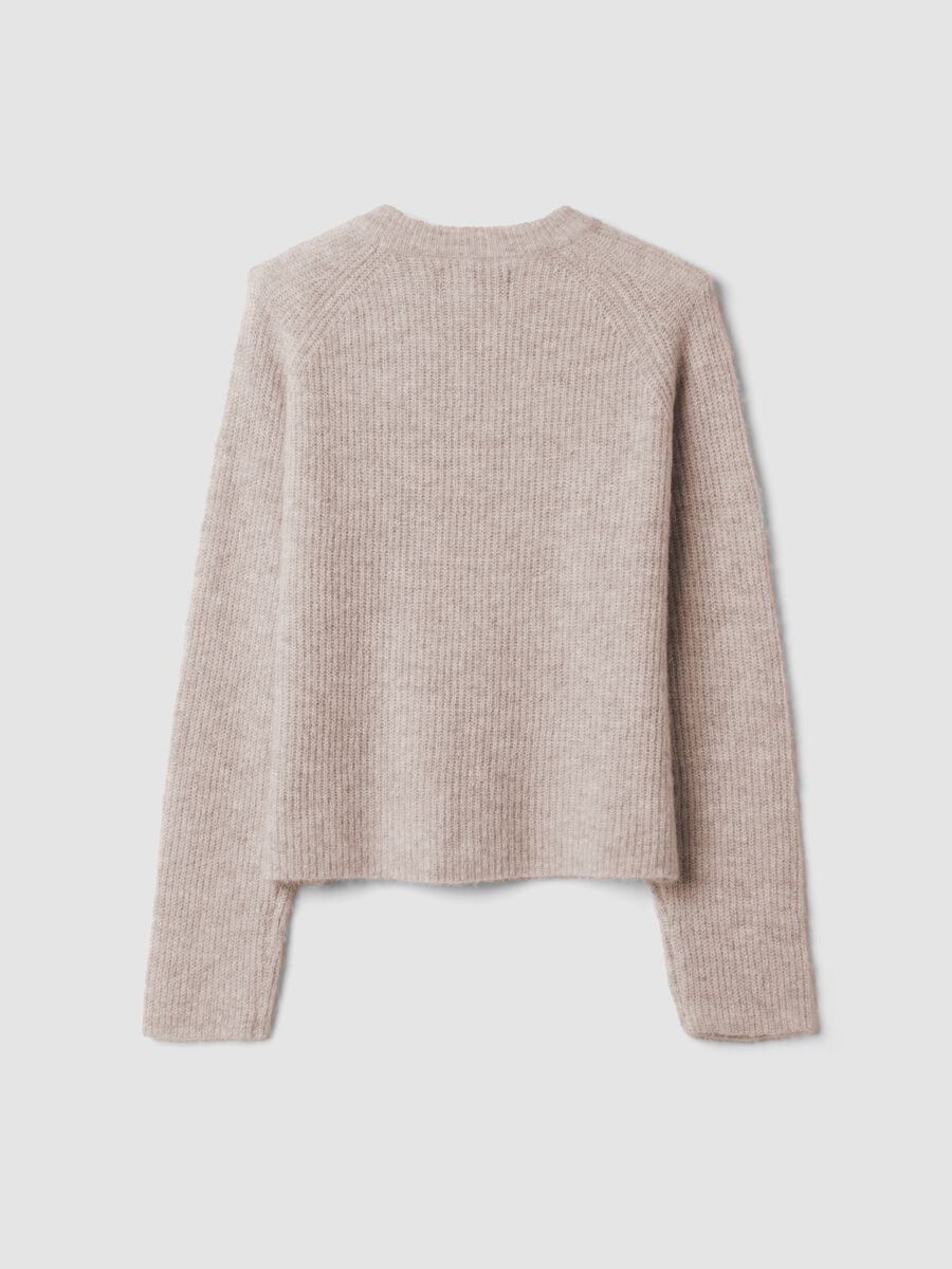 Maglia beige girocollo in lana e alpaca elasticizzato_6