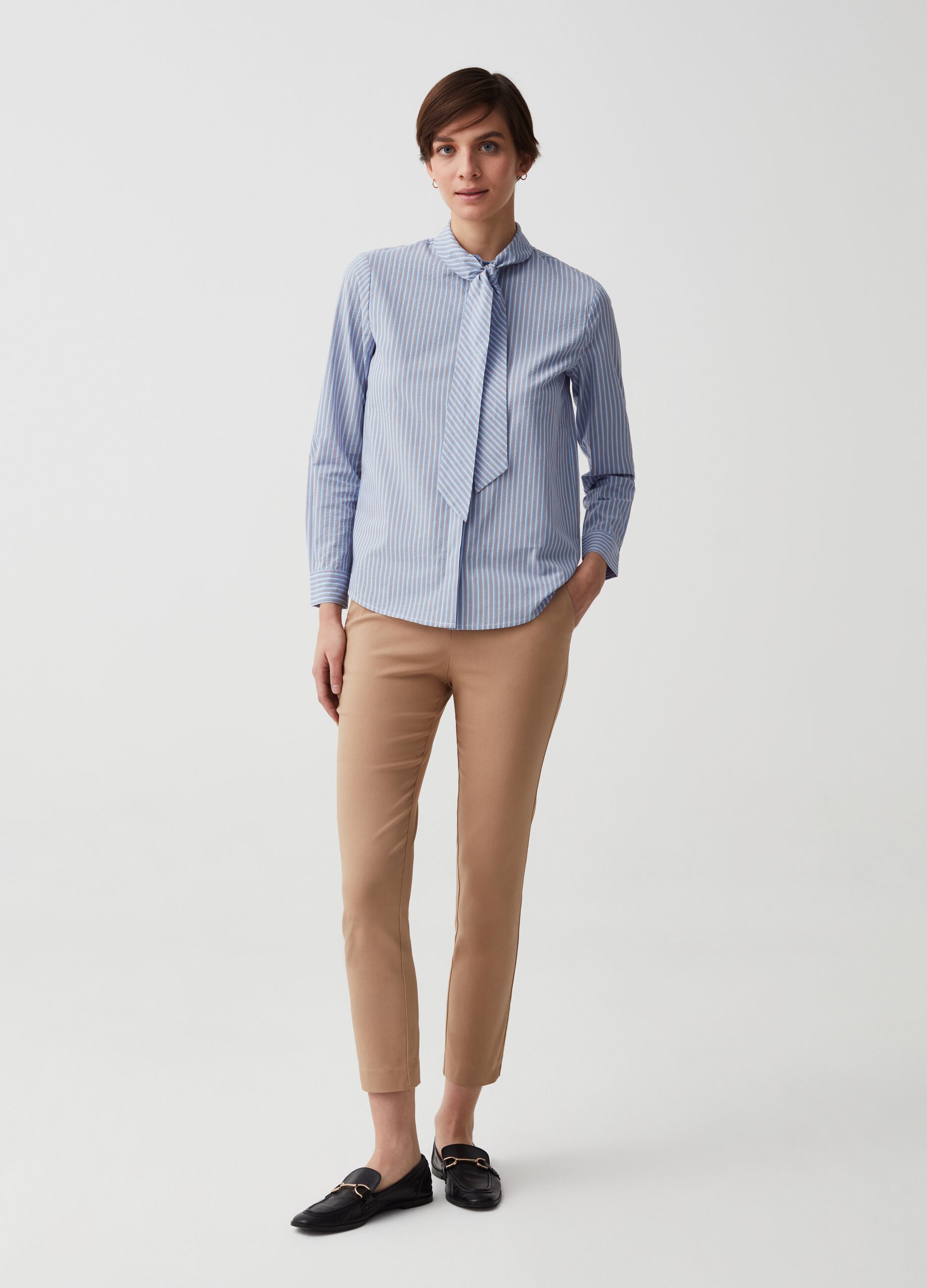 Cropped cotton chinos