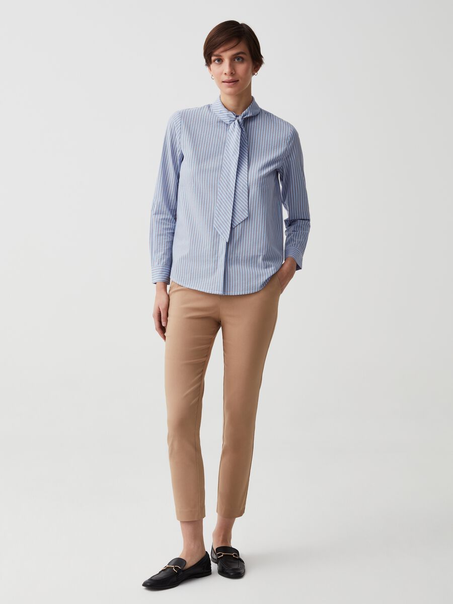 Cropped cotton chinos_0