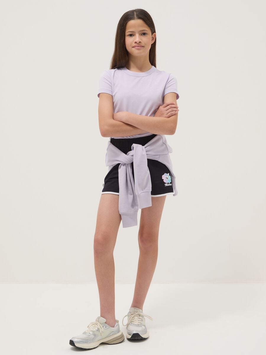 Black cotton-blend shorts with elasticated waist_0