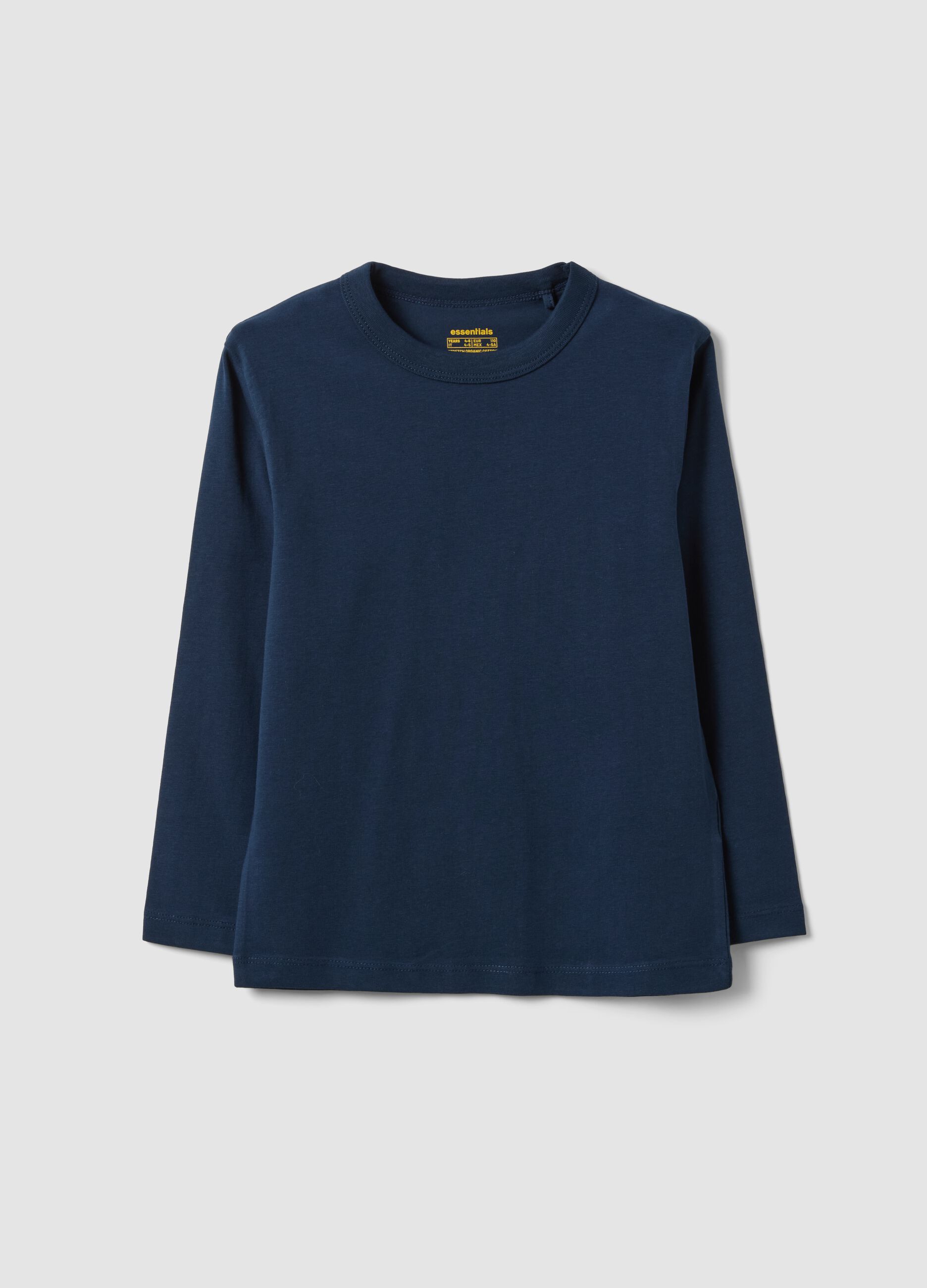 Blue long-sleeve organic cotton T-shirt