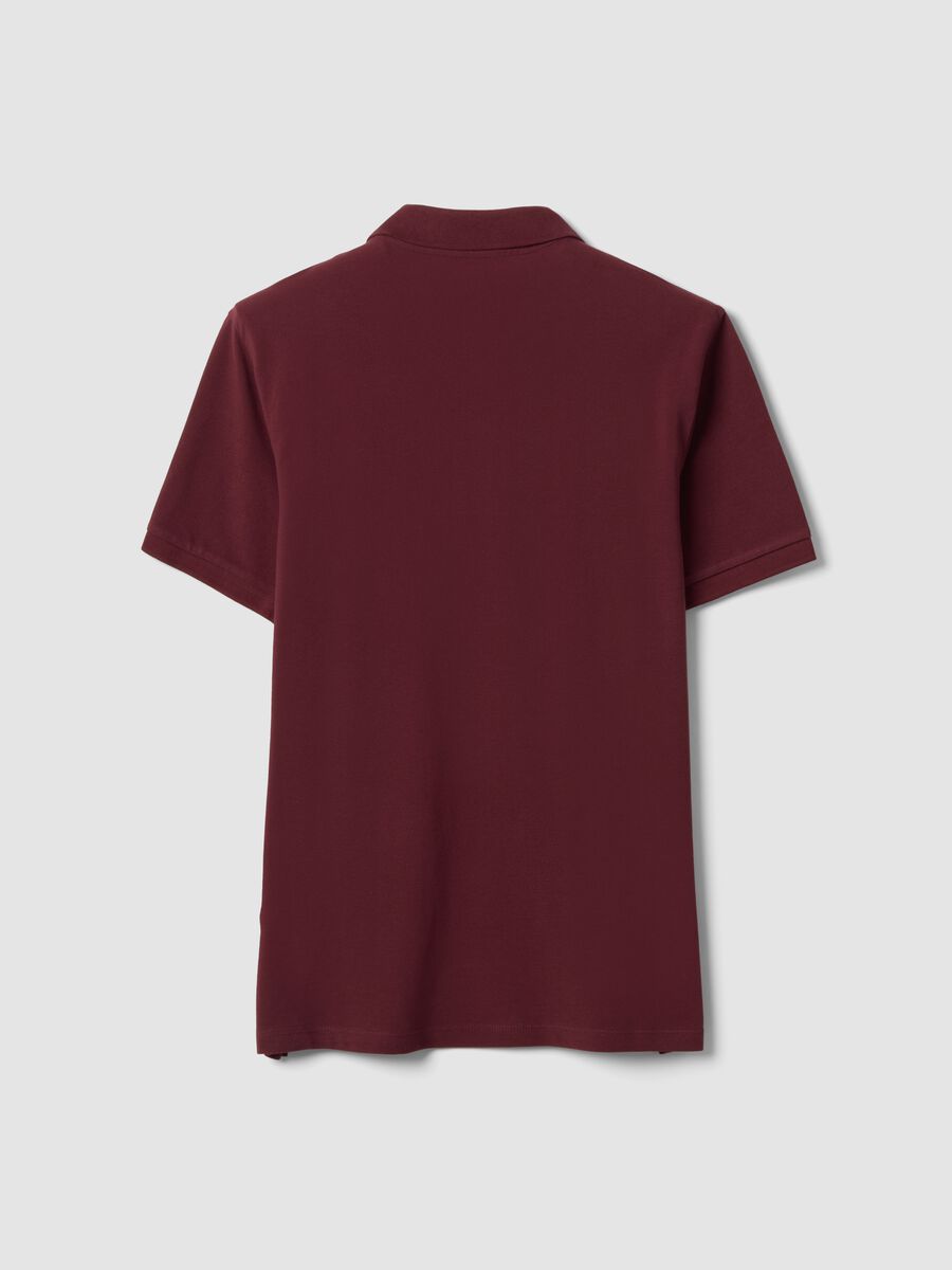 Red pure cotton piqu&eacute; polo shirt with classic collar, regular fit_5