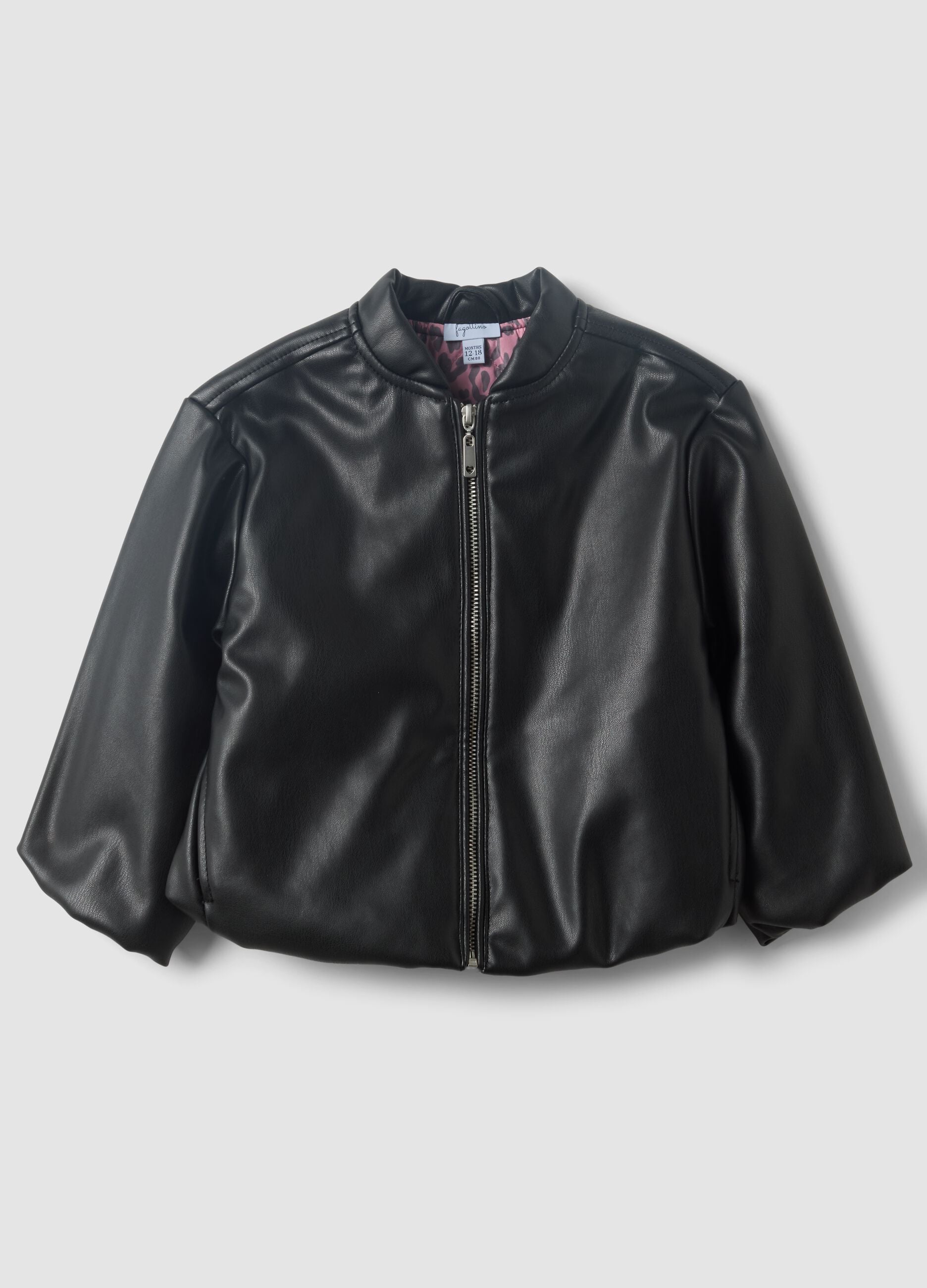 Schwarze wattierte M&auml;dchenjacke mit Reissverschluss