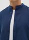 Blue cotton and linen, regular fit men's shirt with band collar_3
