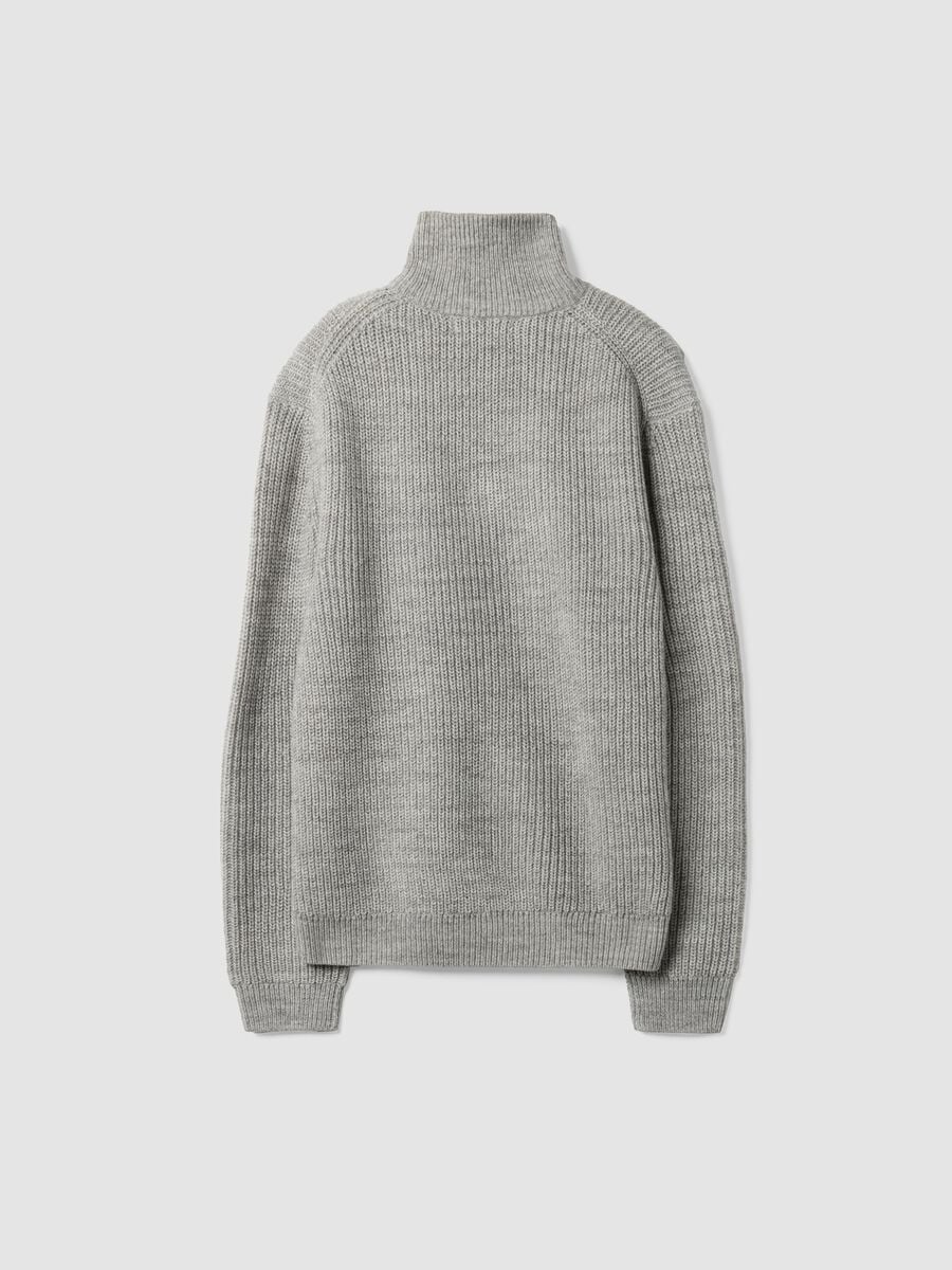 Light grey wool-blend jumper with collar, regular fit_6