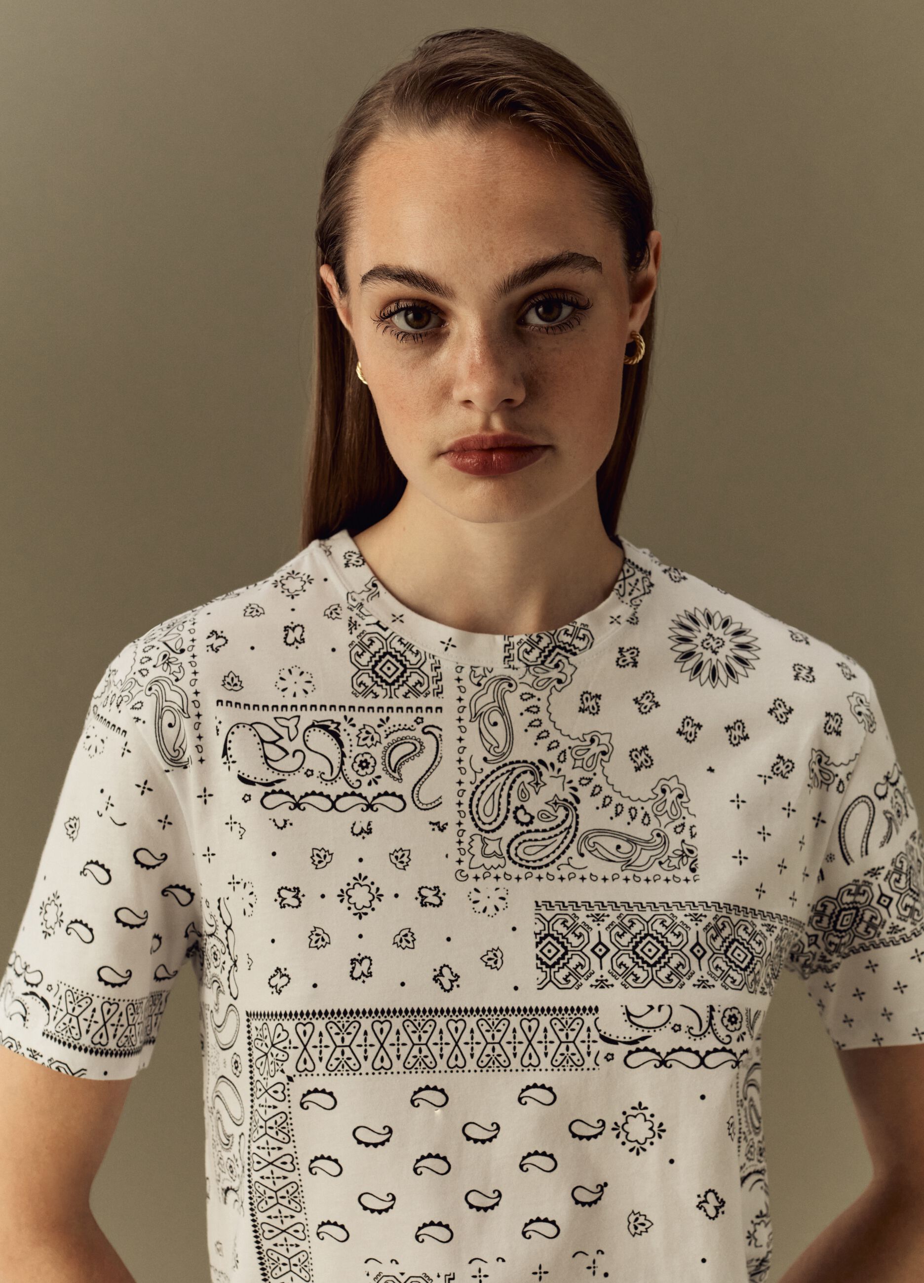 Cotton T-shirt with paisley print