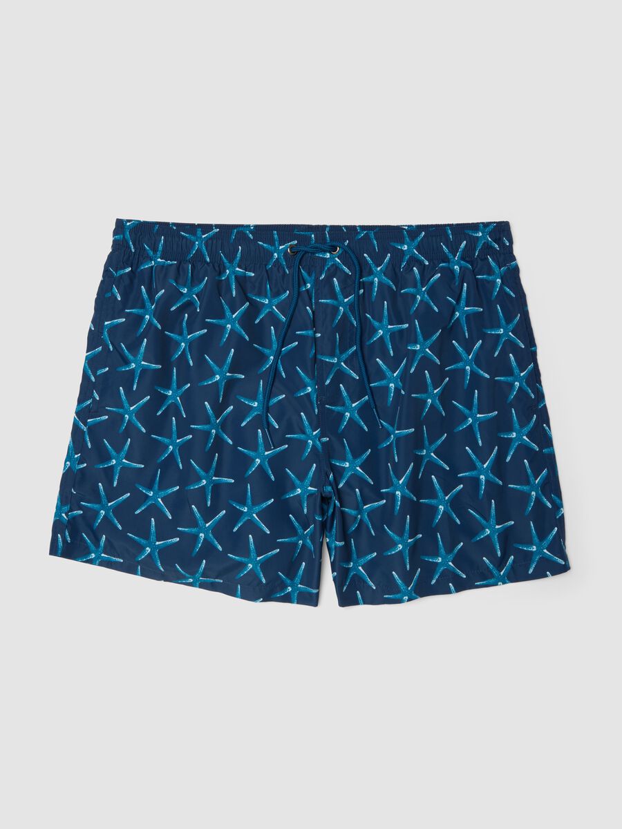 Blue boxer swim shorts with starfish print_4