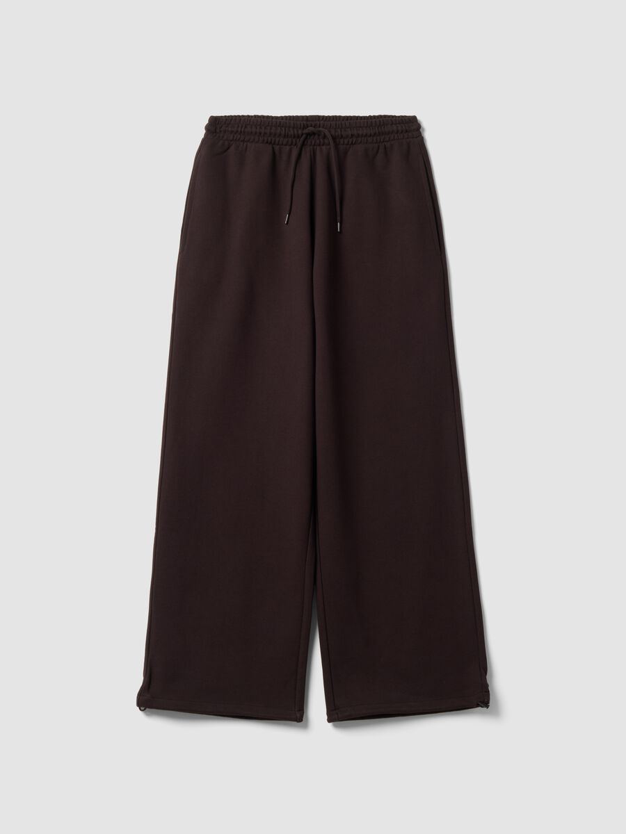 Braune Jogger aus reiner Baumwolle mit elastischem Bund, Oversize-Fit_0