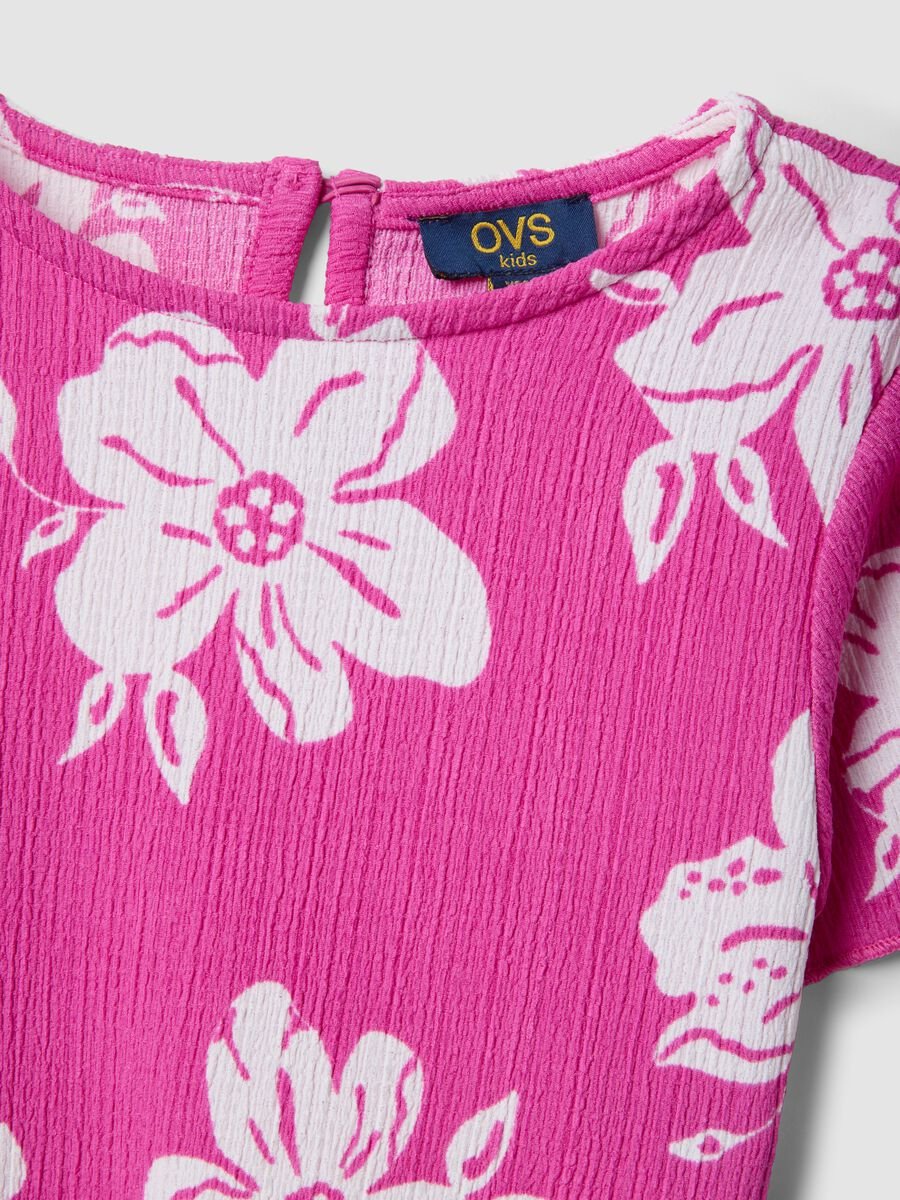 M&auml;dchen-Set aus rosafarbenem Stretchstoff mit Blumenmuster_2