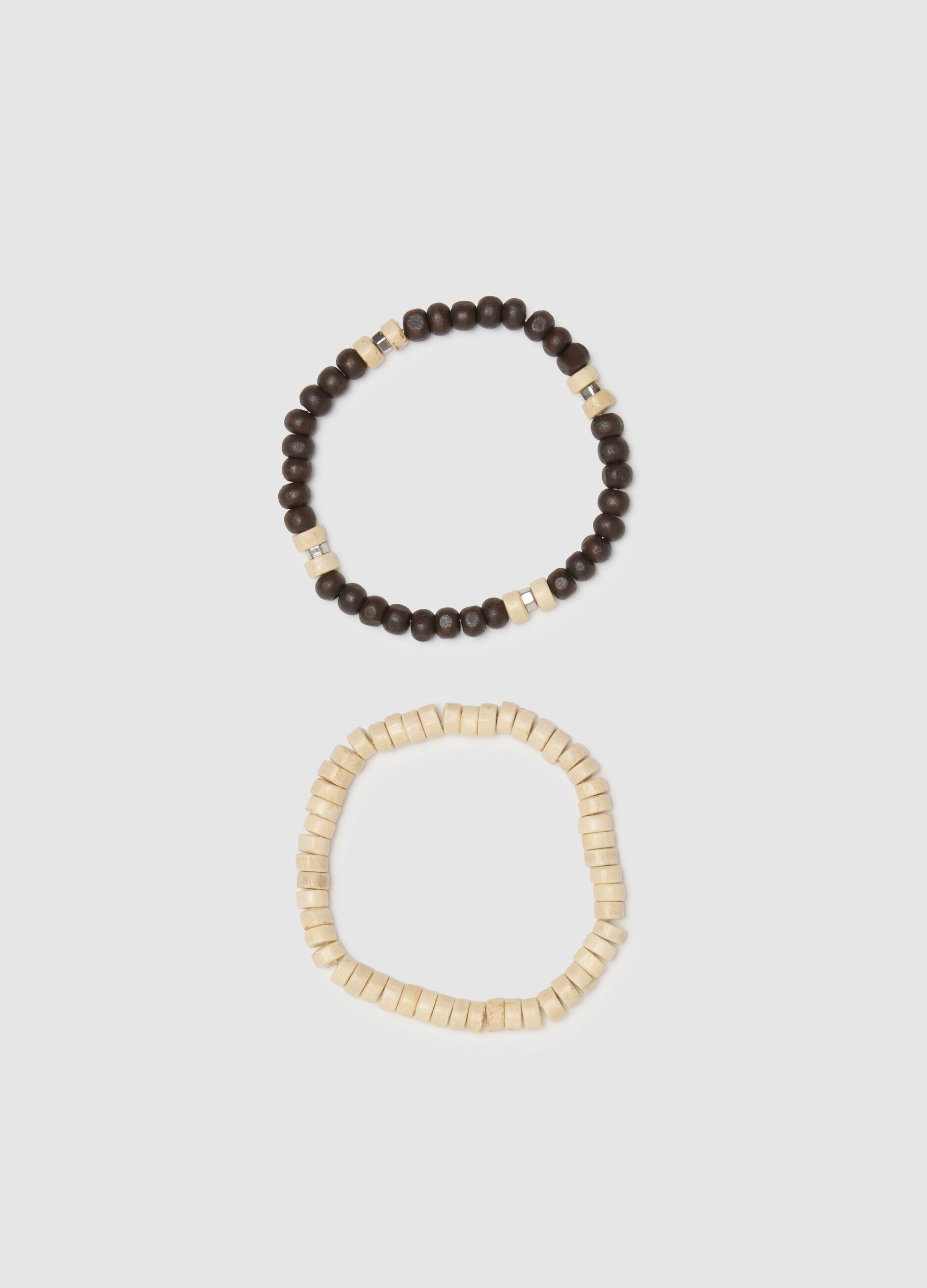 Multicolour wooden bracelet twin pack