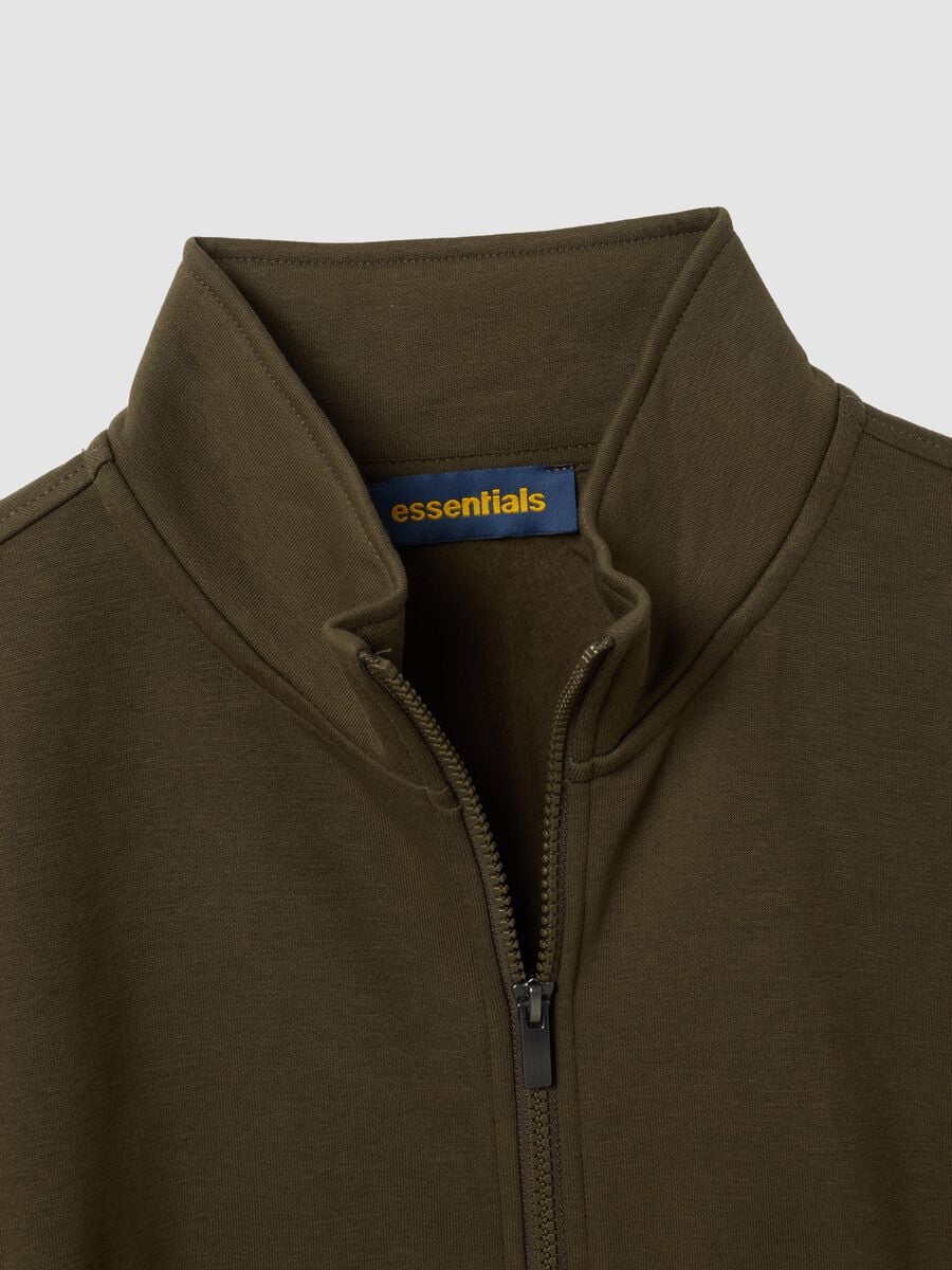 Green cotton-blend regular-fit sweatshirt with zip and crew neck_1