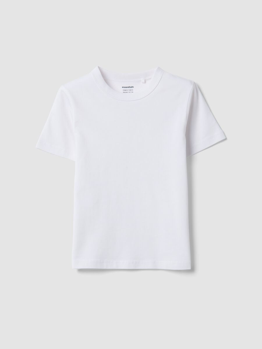 White pure cotton kids&rsquo; T-shirt with oversized fit_0