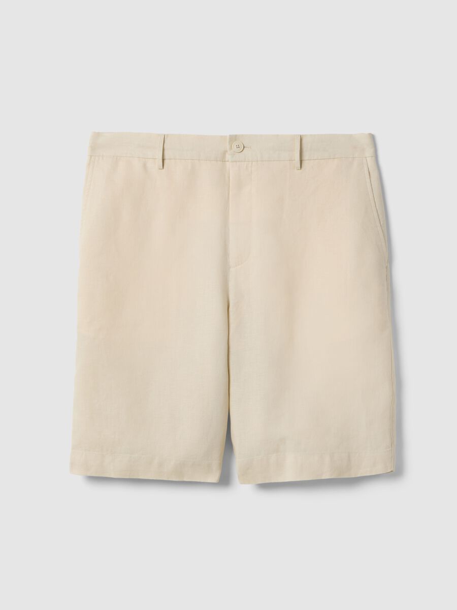 Wei&szlig;e Bermuda-Shorts aus reiner Leinen Regular Fit_4