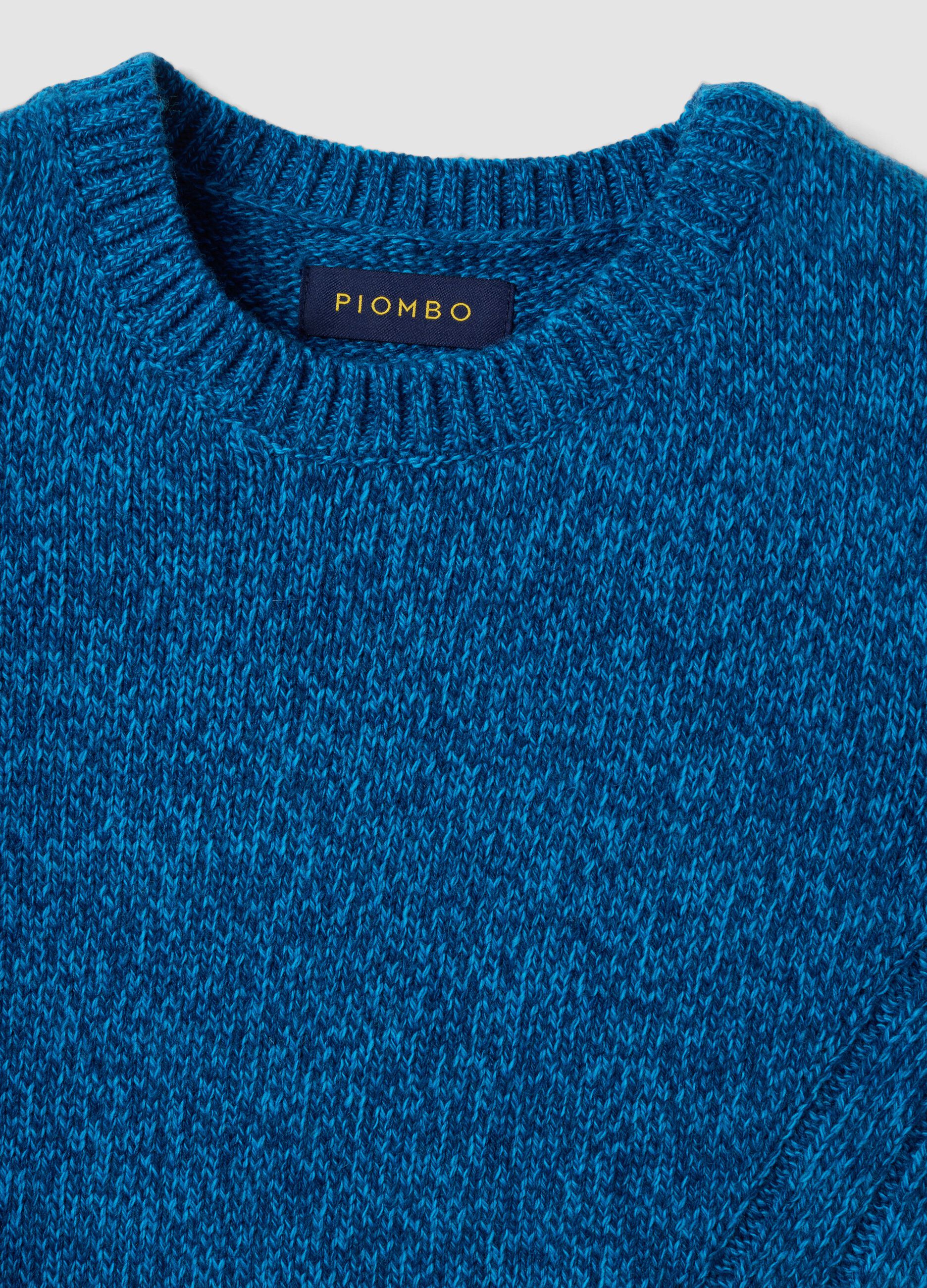 Blue wool-blend crew-neck vest with oversized fit