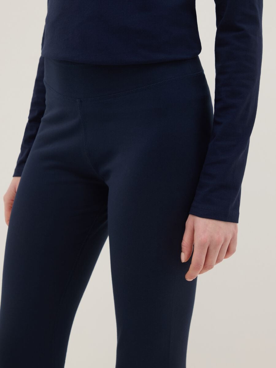 Blaue Slim Fit Stretch-Baumwoll-Leggings_3