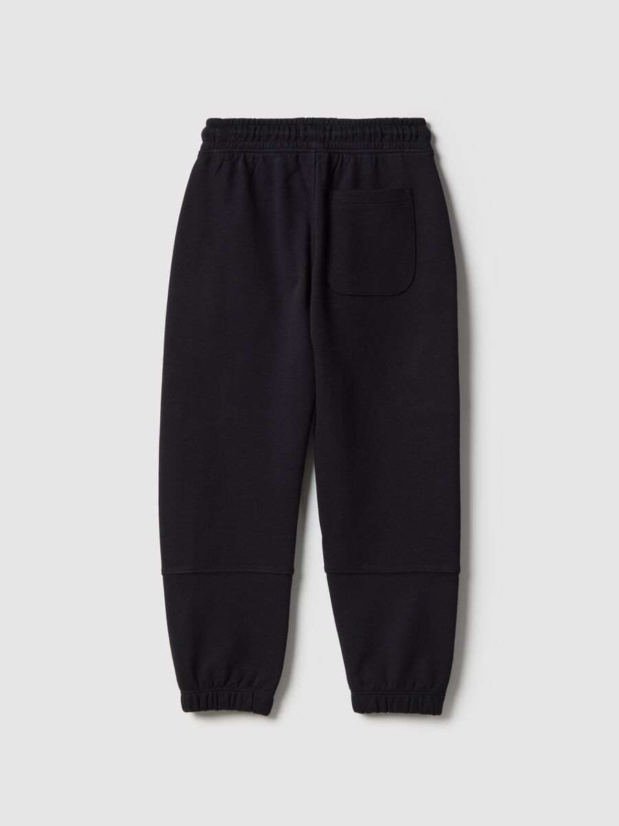 Kids' black jogger trousers in pure cotton regular fit_1