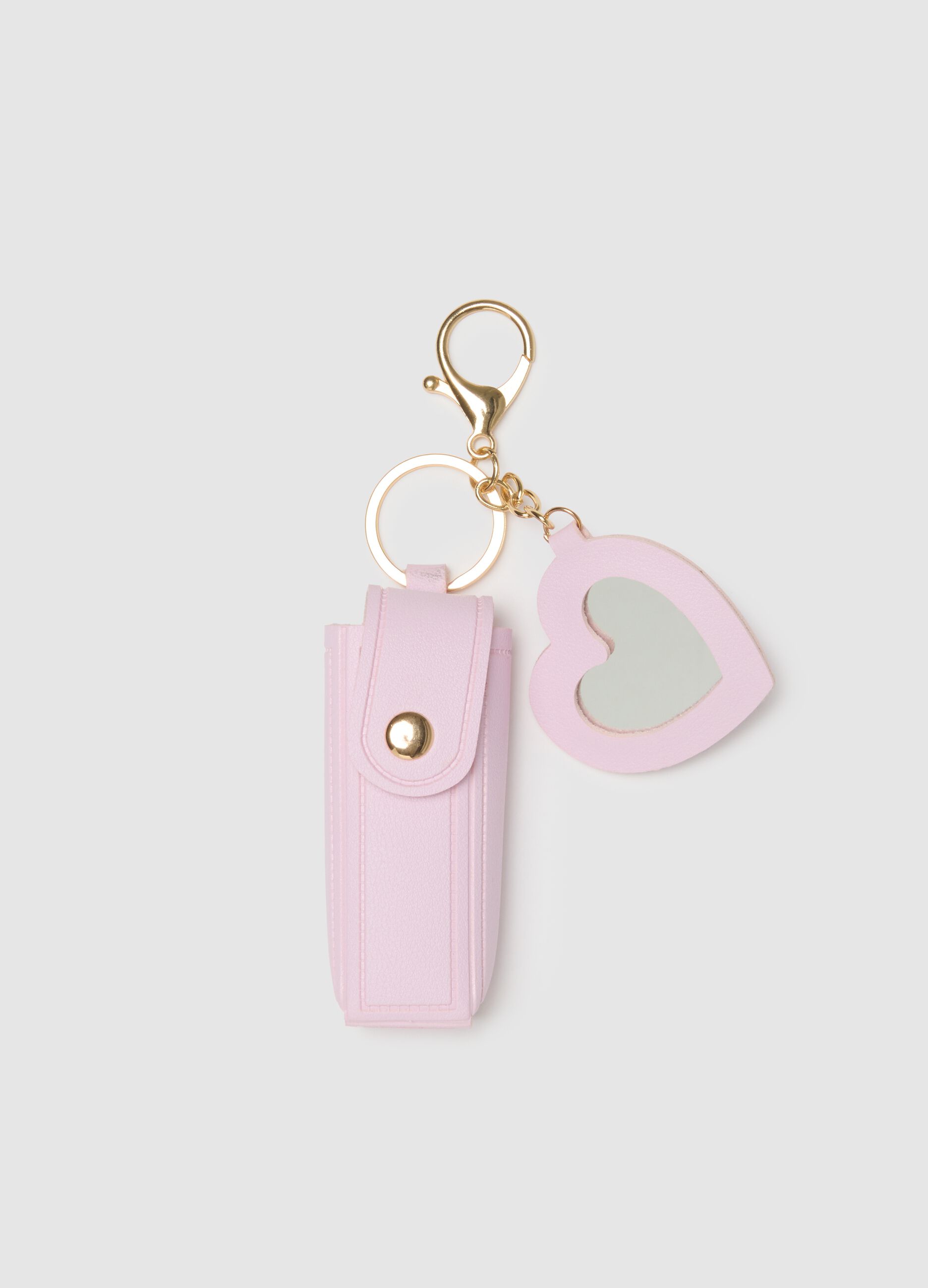 Espejo con encanto rosa + estuche para l&aacute;piz labial