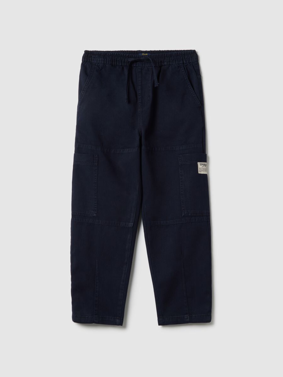 Boys' Regular Fit Blue Pure Cotton Jogger Trousers_0