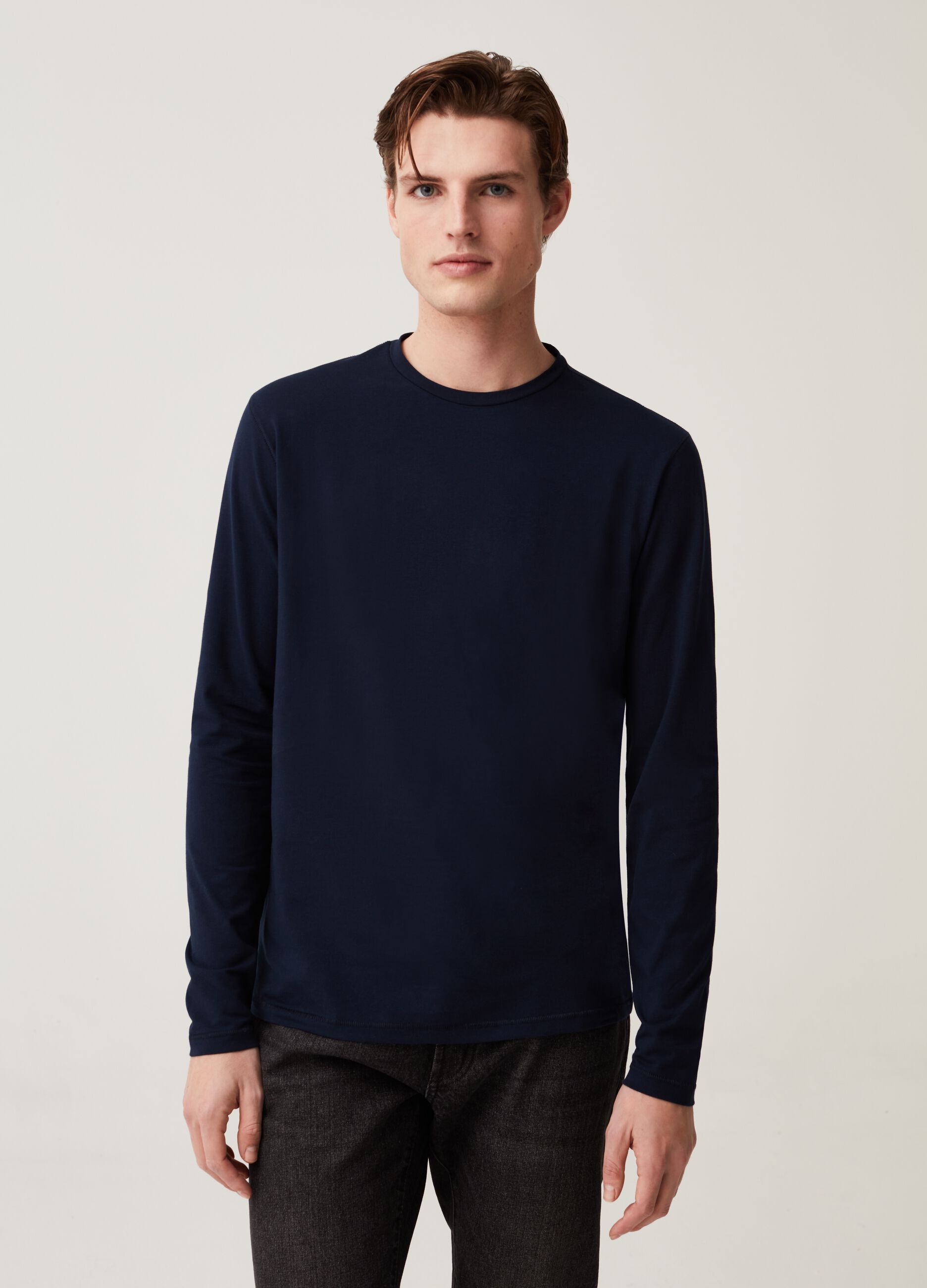 Long-sleeved T-shirt in stretch jersey