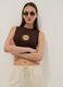 Braunes Regular-Fit-Tanktop aus elastischer Baumwolle mit Print_0