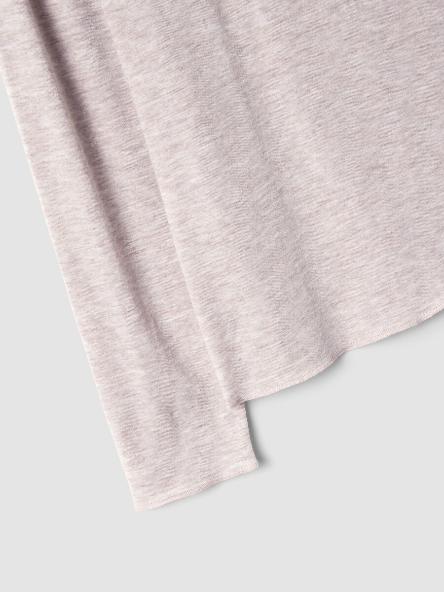 Beige modal and stretch wool T-shirt with raised collar, regular fit_5