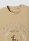 Beige pure cotton tank top with front print_1