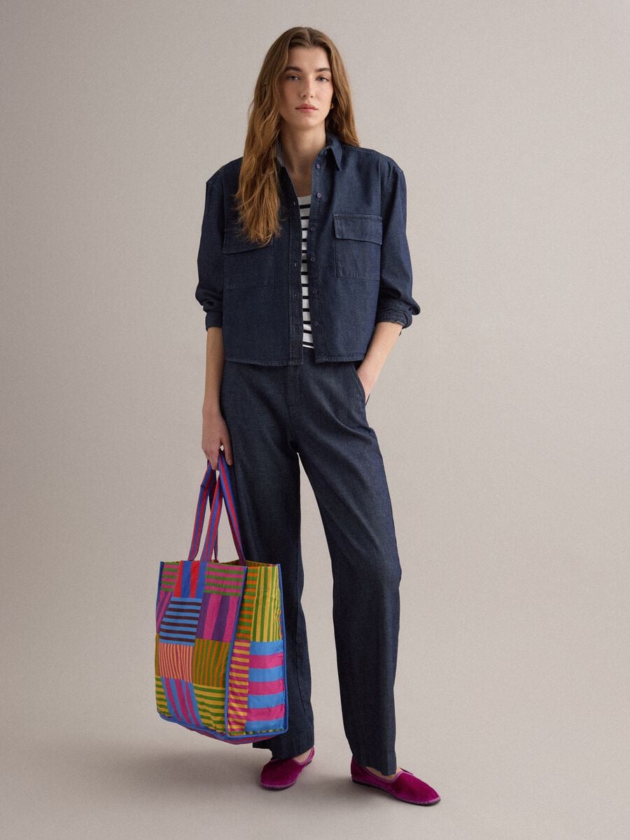 Multicolour striped pure cotton shopper bag_1